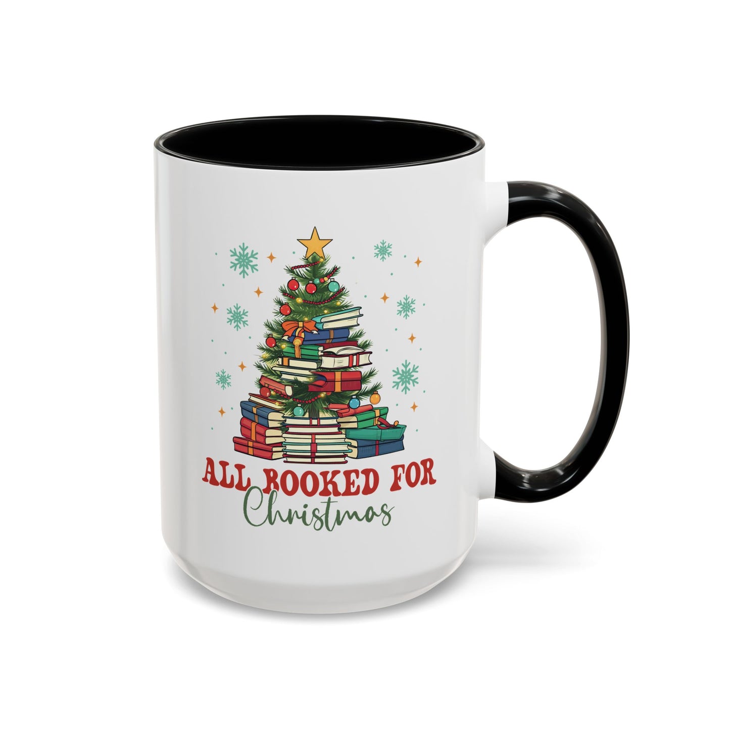 Christmas Booked Coffee Mug (11, 15oz) Holiday Book Lover Gift Festive Reading Mug Xmas Tree Teacher Gift