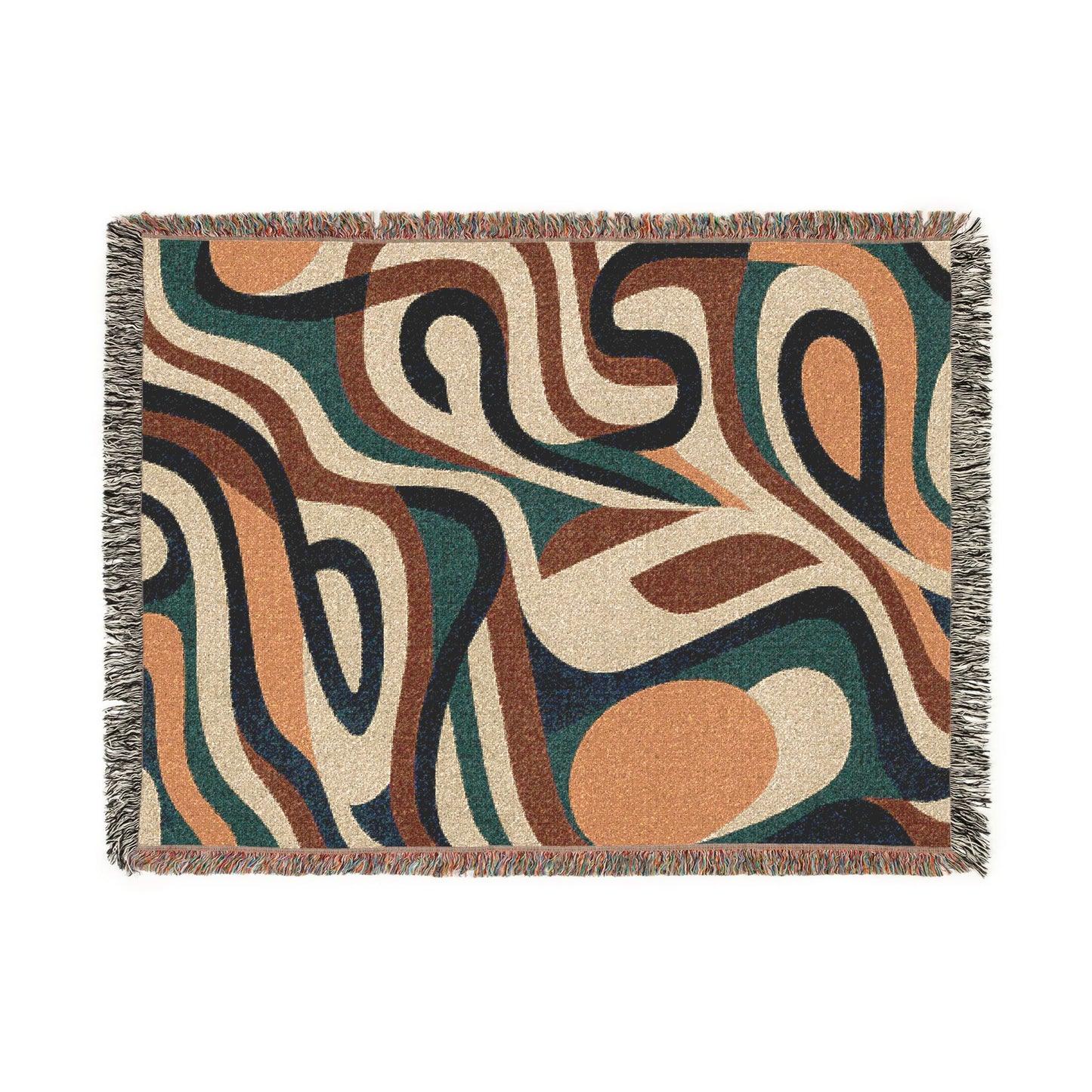 Retro Abstract Woven Blanket – Mid-Century Boho Throw for Couch & Wall Décor