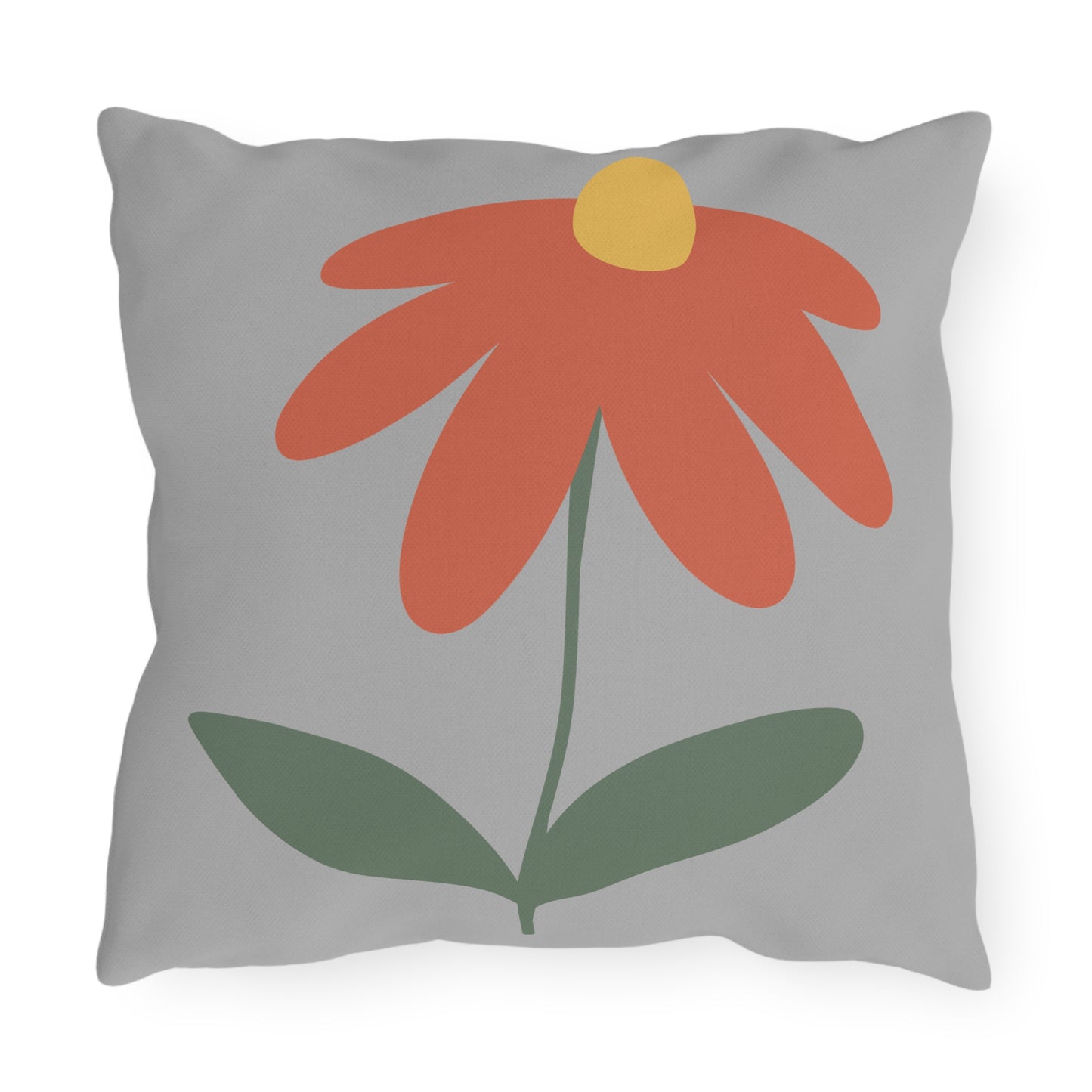 Boho Floral Outdoor Pillow – Orange Flower Patio Cushion, Garden Gift