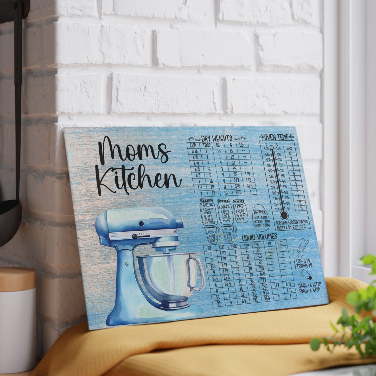 Glass Cutting Board with Conversion Charts | Baking Kitchen Gift
