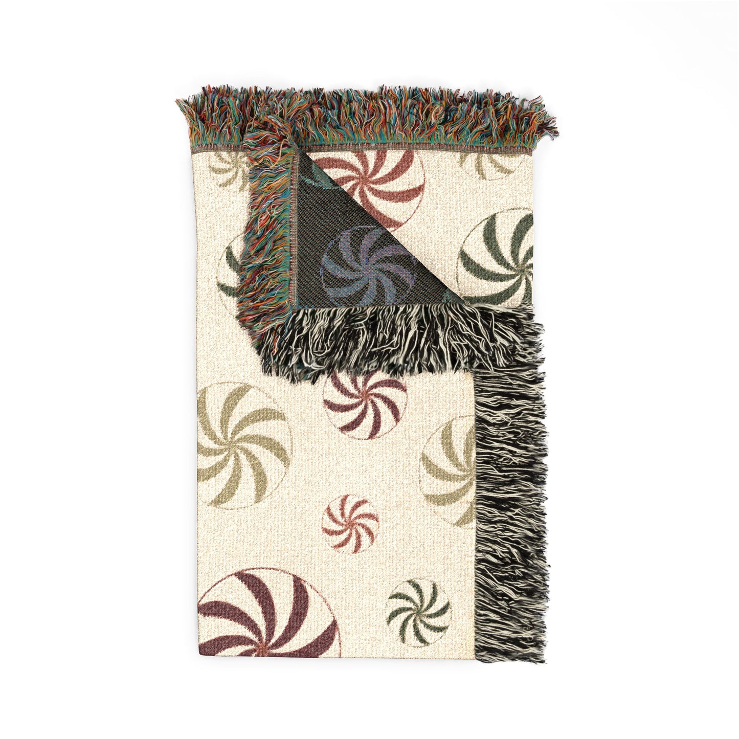 Peppermint Swirl Woven Throw Blanket | Cozy Christmas Holiday Decor