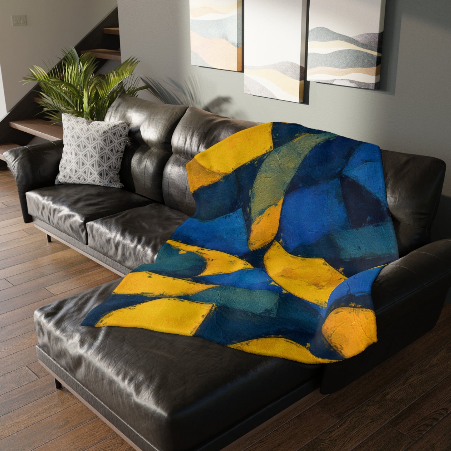 Celestial Moon & Sun Velveteen Throw Blanket | Abstract Geometric Decor