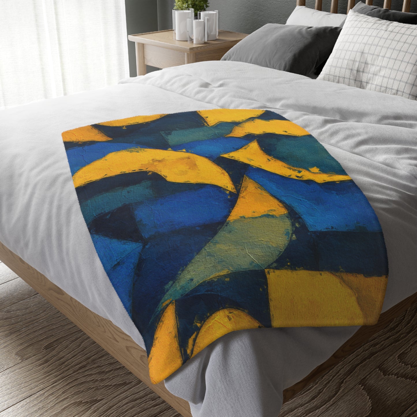 Celestial Moon & Sun Velveteen Throw Blanket | Abstract Geometric Decor