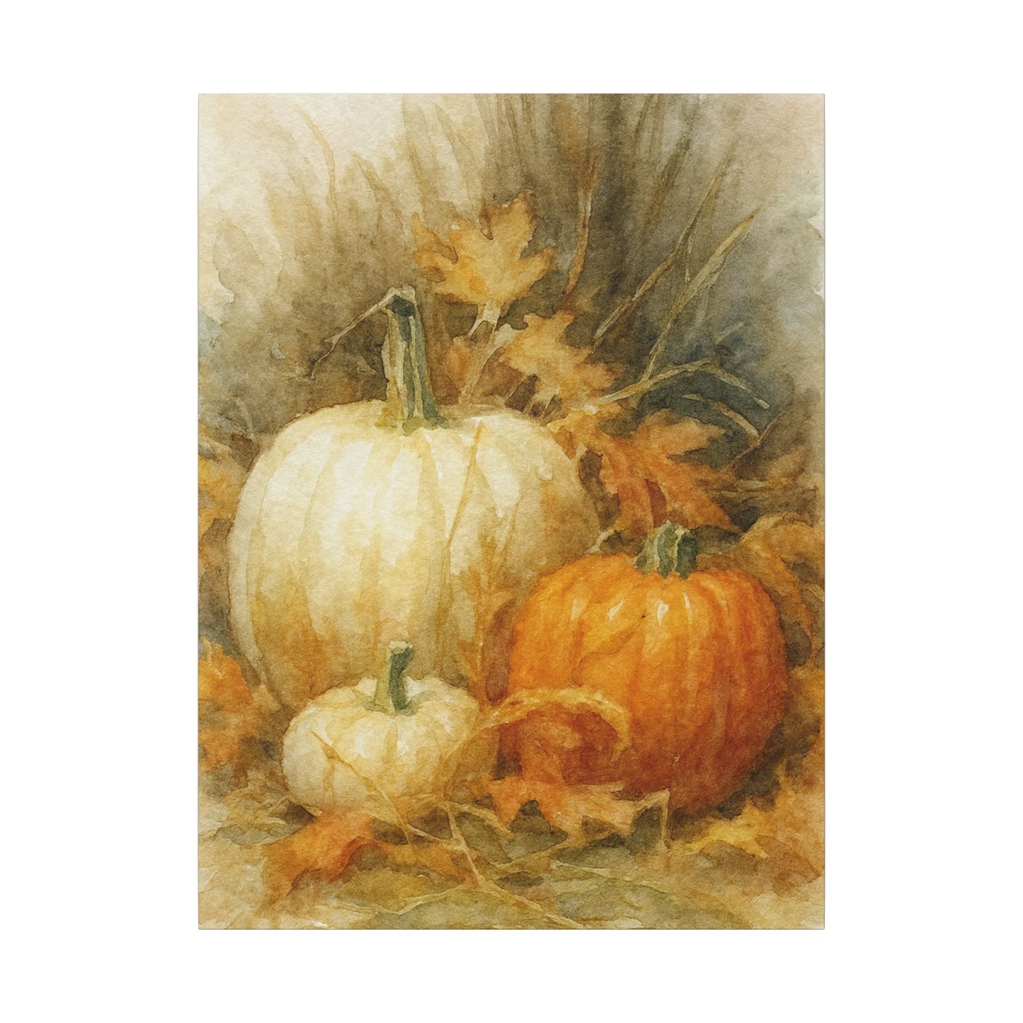 Decorative image of pumpkins and autumn leaves on a textured background