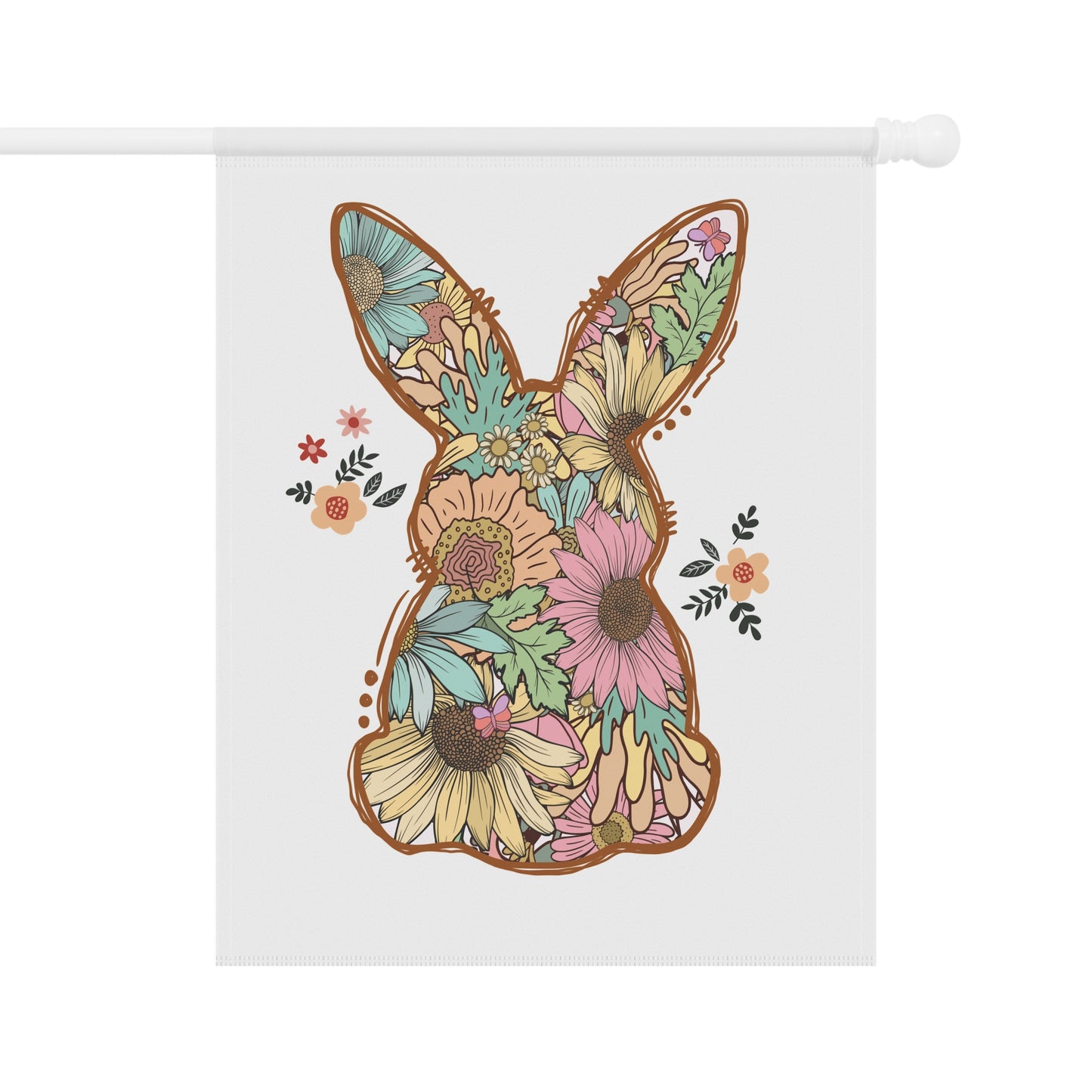 Floral Bunny Garden Flag | Spring Easter Yard Flag | Boho Rabbit Outdoor Decorgn