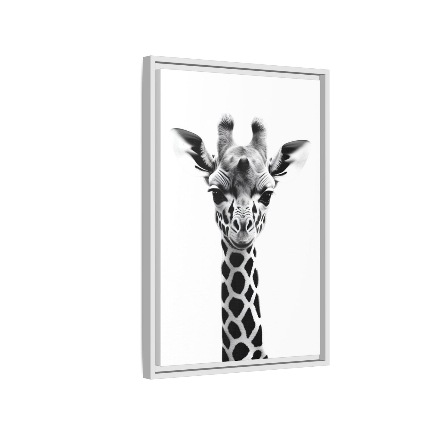 Baby Giraffe Wall Art Black & White Wildlife Photography Print, Cute Giraffe Lover Gift