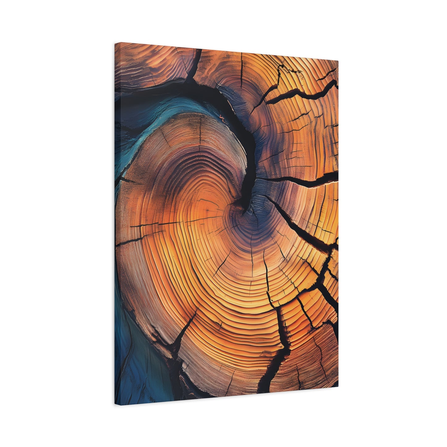 Colorful Wood Ring Canvas Wall Art, Abstract Tree Slice Print, Modern Rustic Decor, Vibrant Tree Rings Art on Canvas, Earthy Boho Wall Print