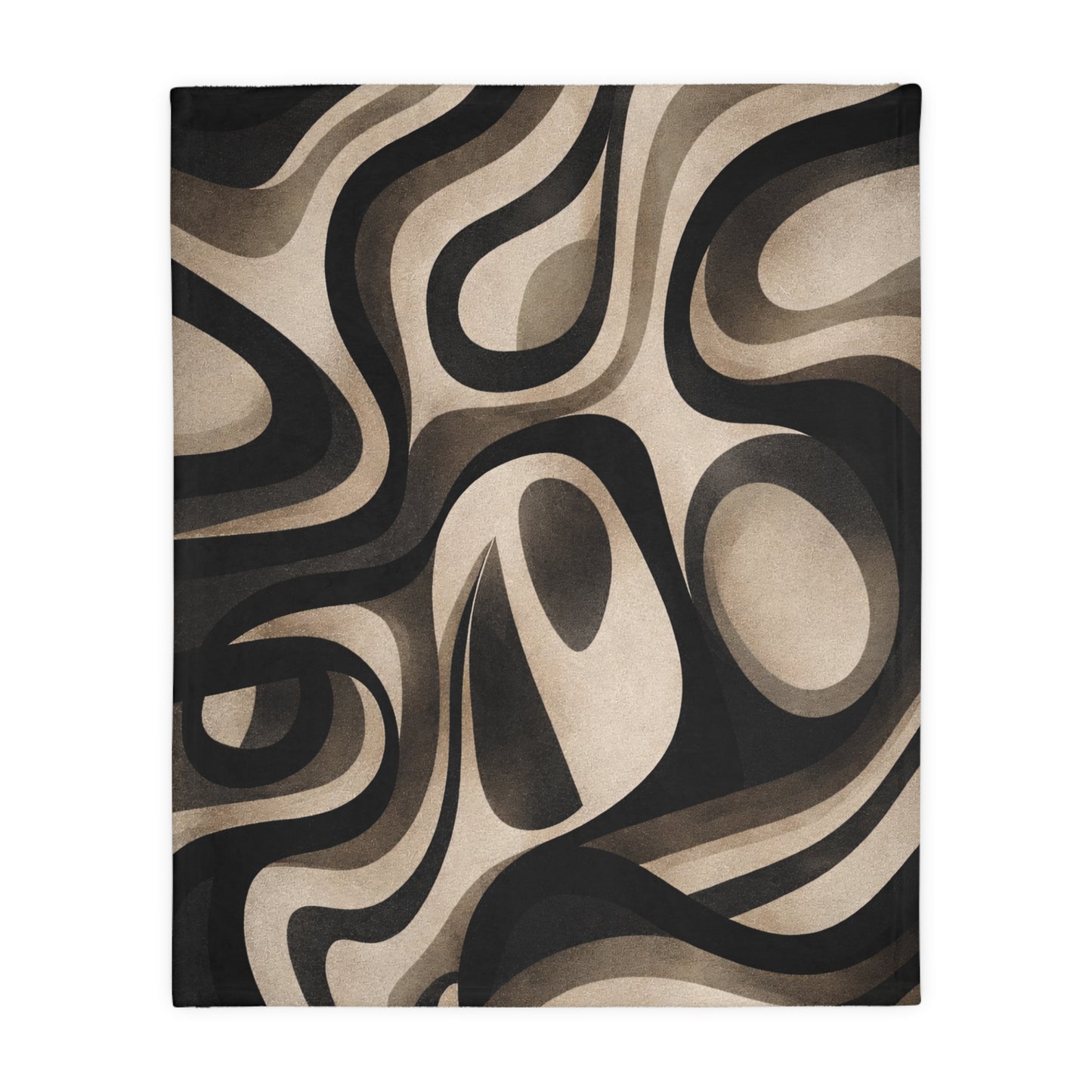 Abstract Retro Swirl Blanket – Neutral Modern Pattern Cozy Throw