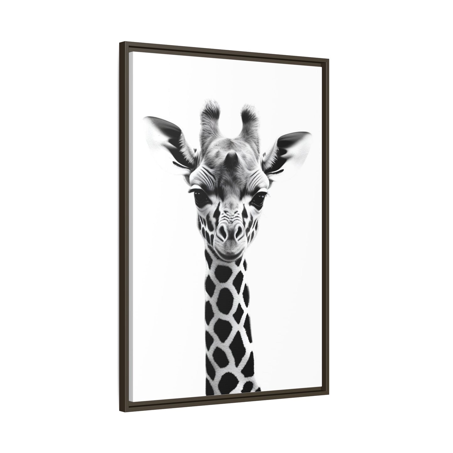 Baby Giraffe Wall Art Black & White Wildlife Photography Print, Cute Giraffe Lover Gift