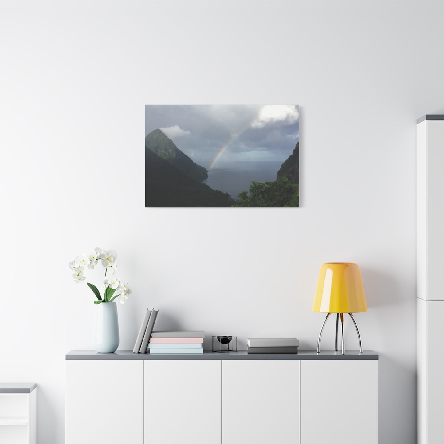 St. Lucia Pitons Rainbow Canvas Art | Caribbean Landscape Photography