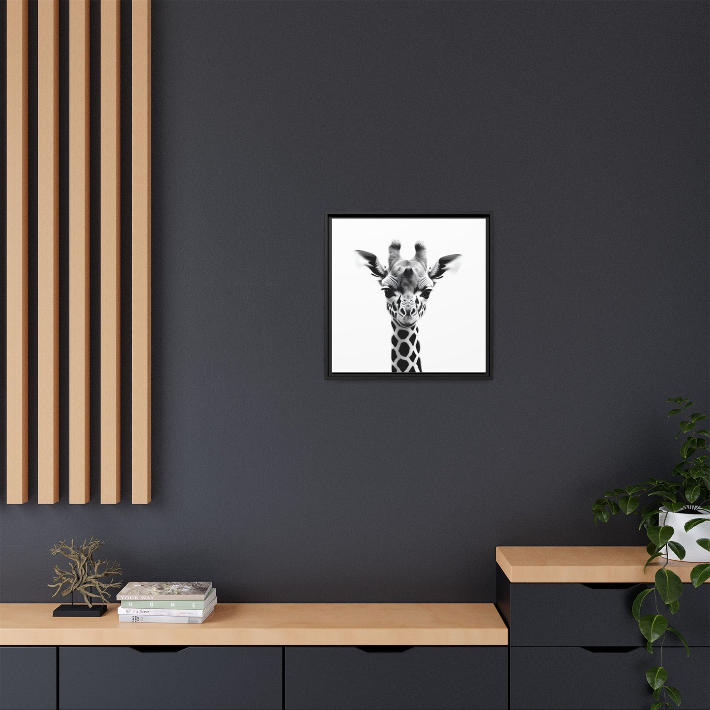 Baby Giraffe Wall Art Black & White Wildlife Photography Print, Cute Giraffe Lover Gift