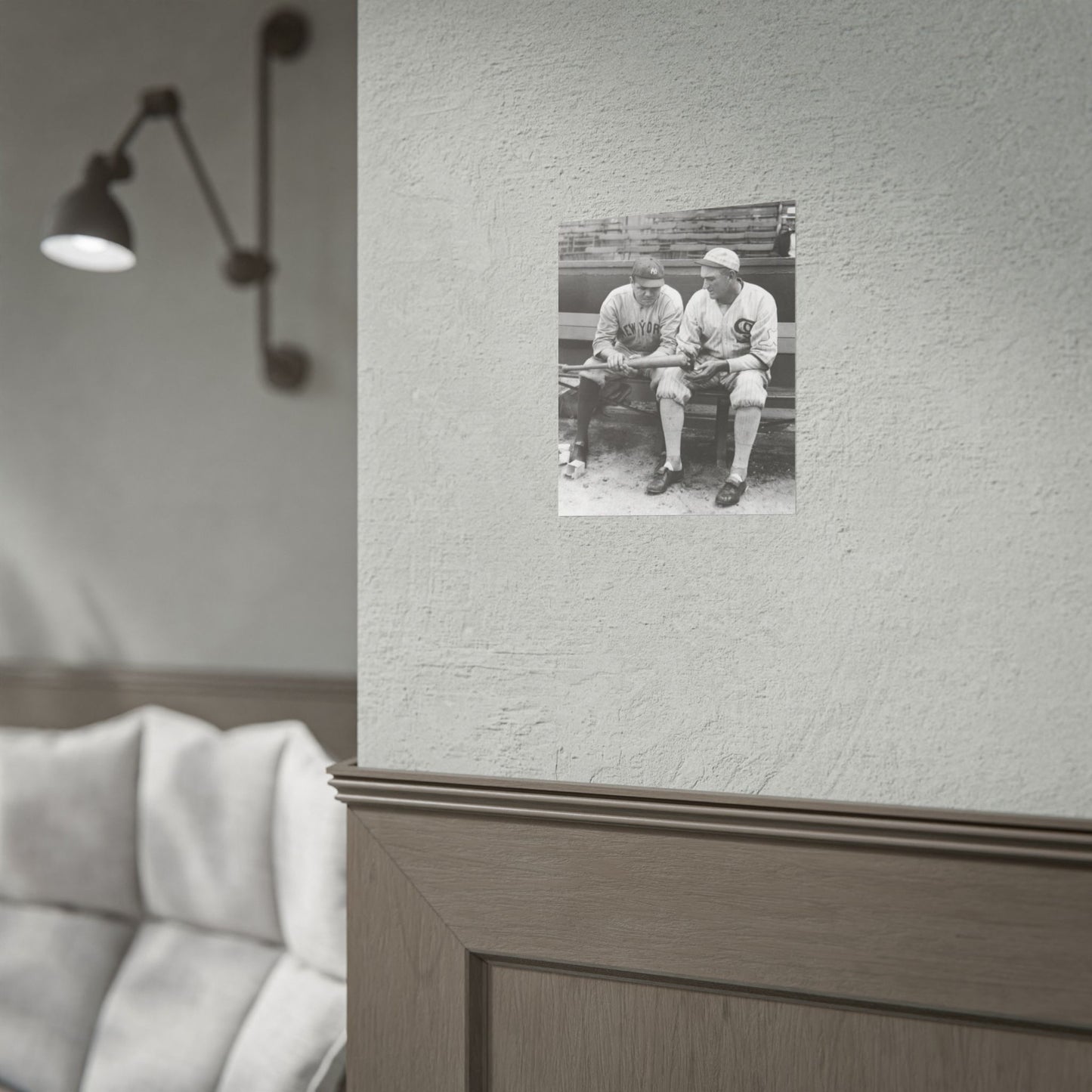 Babe Ruth & Shoeless Joe Jackson Vintage Baseball Poster, Classic Sports Photography Wall Art, Historic MLB Legends Print for Man Cave