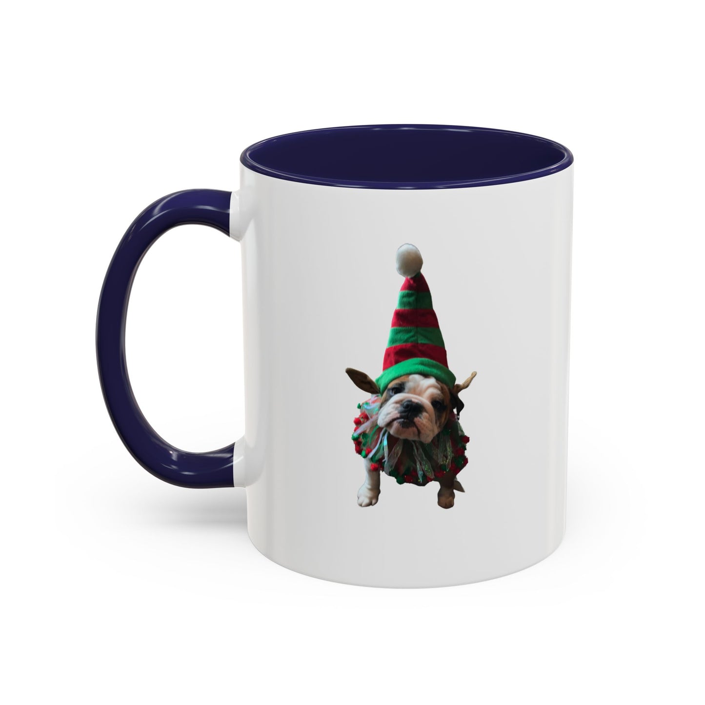 Funny Christmas Bulldog Mug – Cute Dog Elf Holiday Coffee Cup – Bulldog Lover Gift – Christmas Dog Mug – Festive Puppy Mug