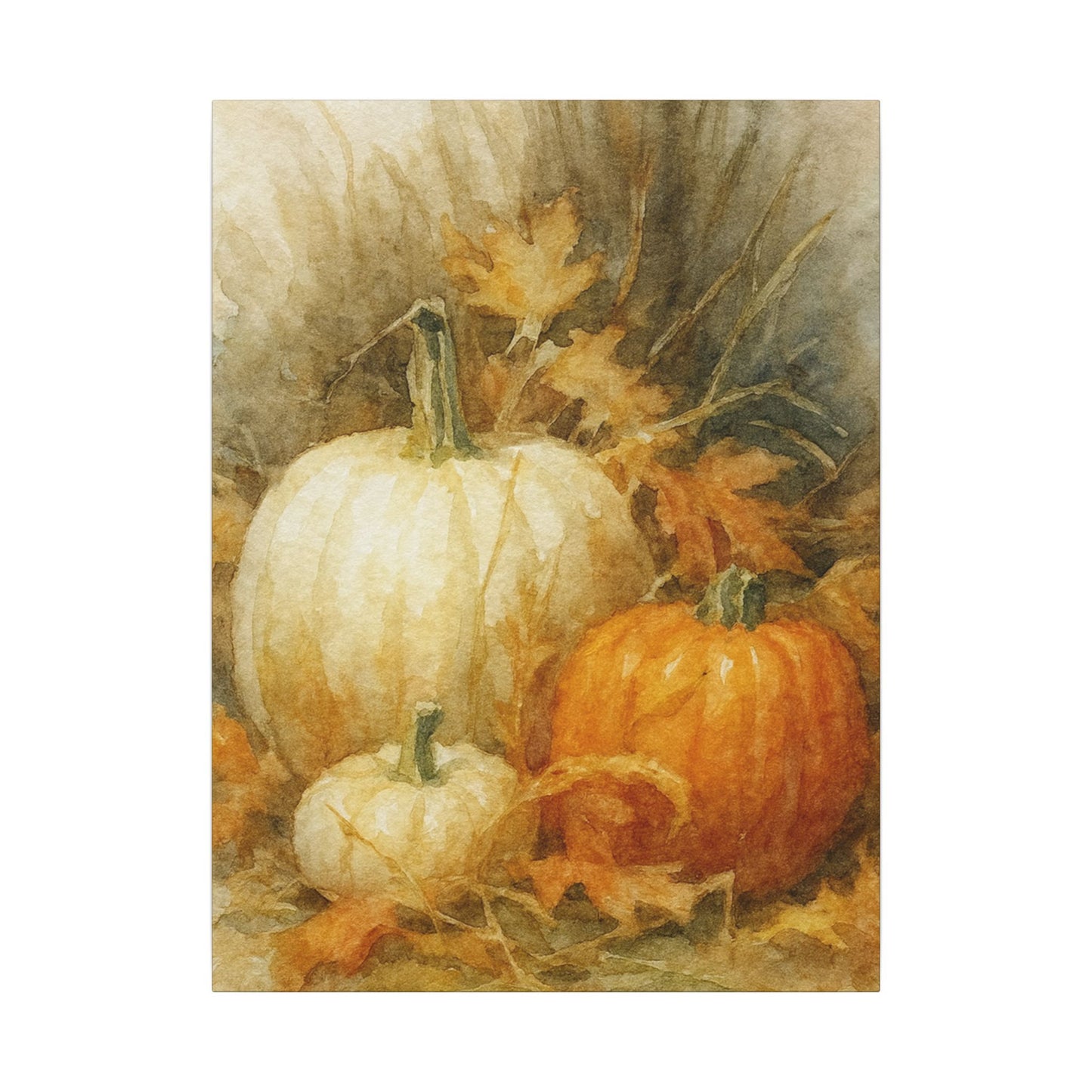 Autumn scene with pumpkins and leaves on a textured background