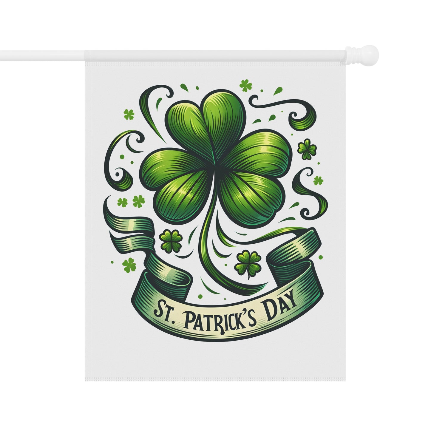St. Patrick’s Day Shamrock Garden Flag | Irish Outdoor House Banner | Lucky Clover Yard Decor