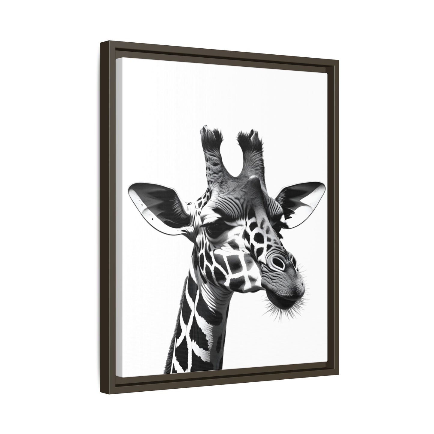 Black and White Giraffe Wall Art – Framed Safari Animal Canvas Print