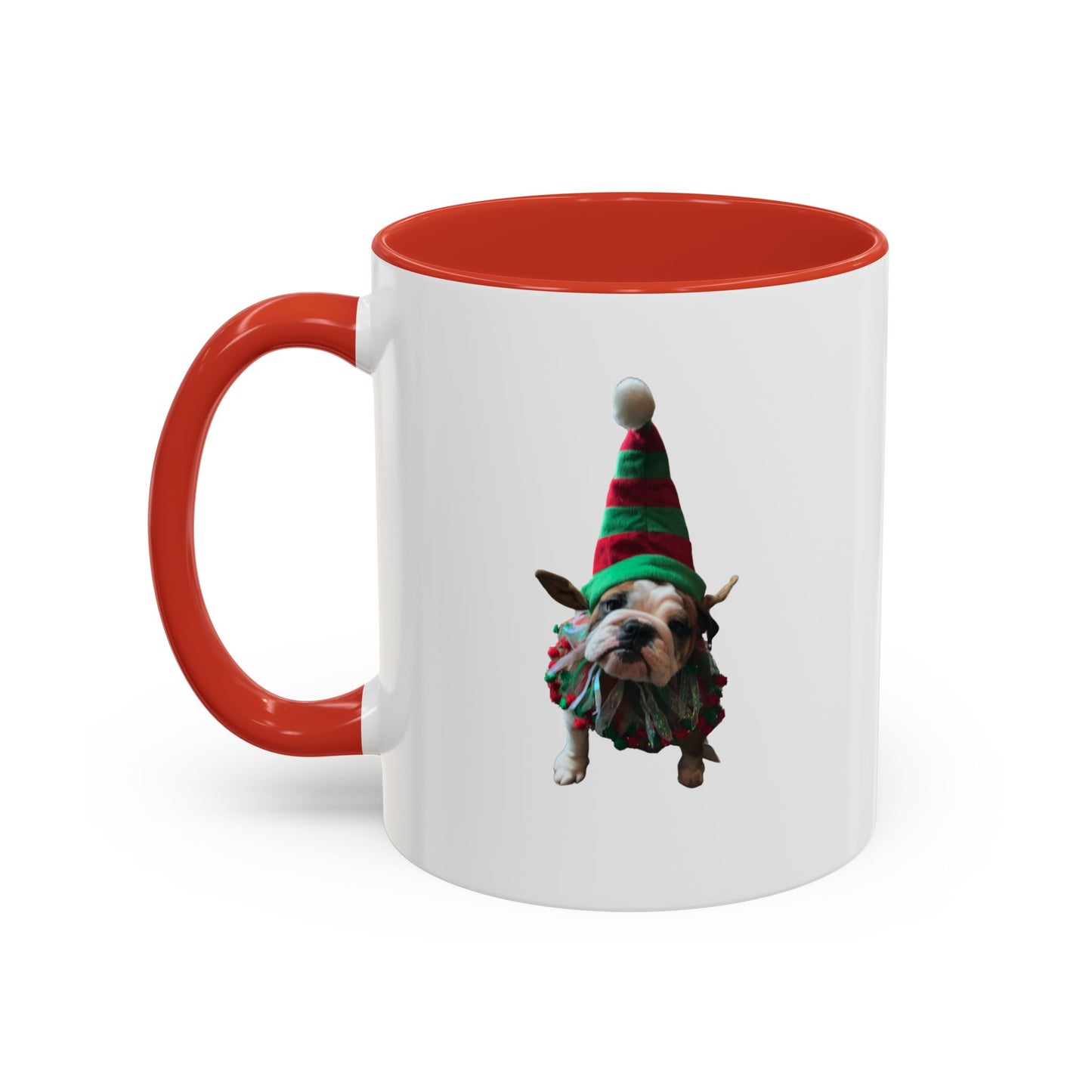 Funny Christmas Bulldog Mug – Cute Dog Elf Holiday Coffee Cup – Bulldog Lover Gift – Christmas Dog Mug – Festive Puppy Mug