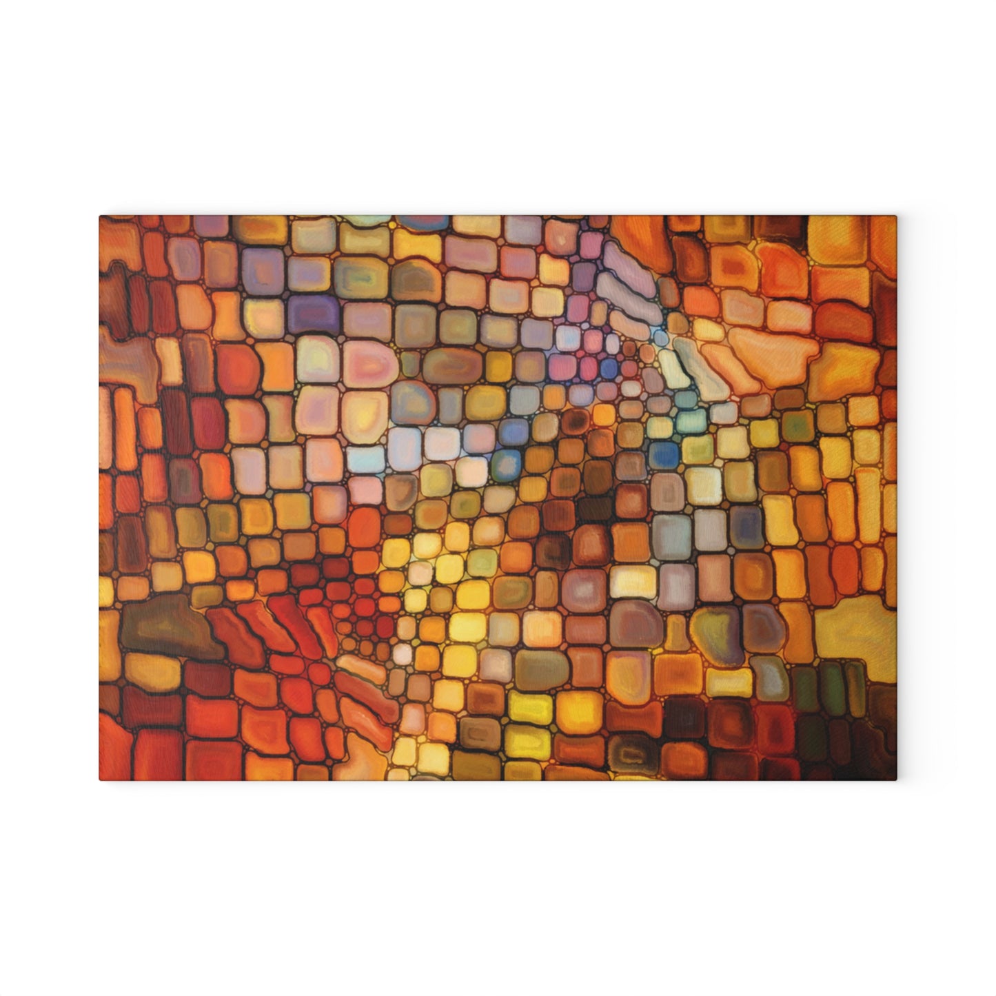 Orange Red Mosaic Glass Cutting Board | Geometric Kitchen Decor