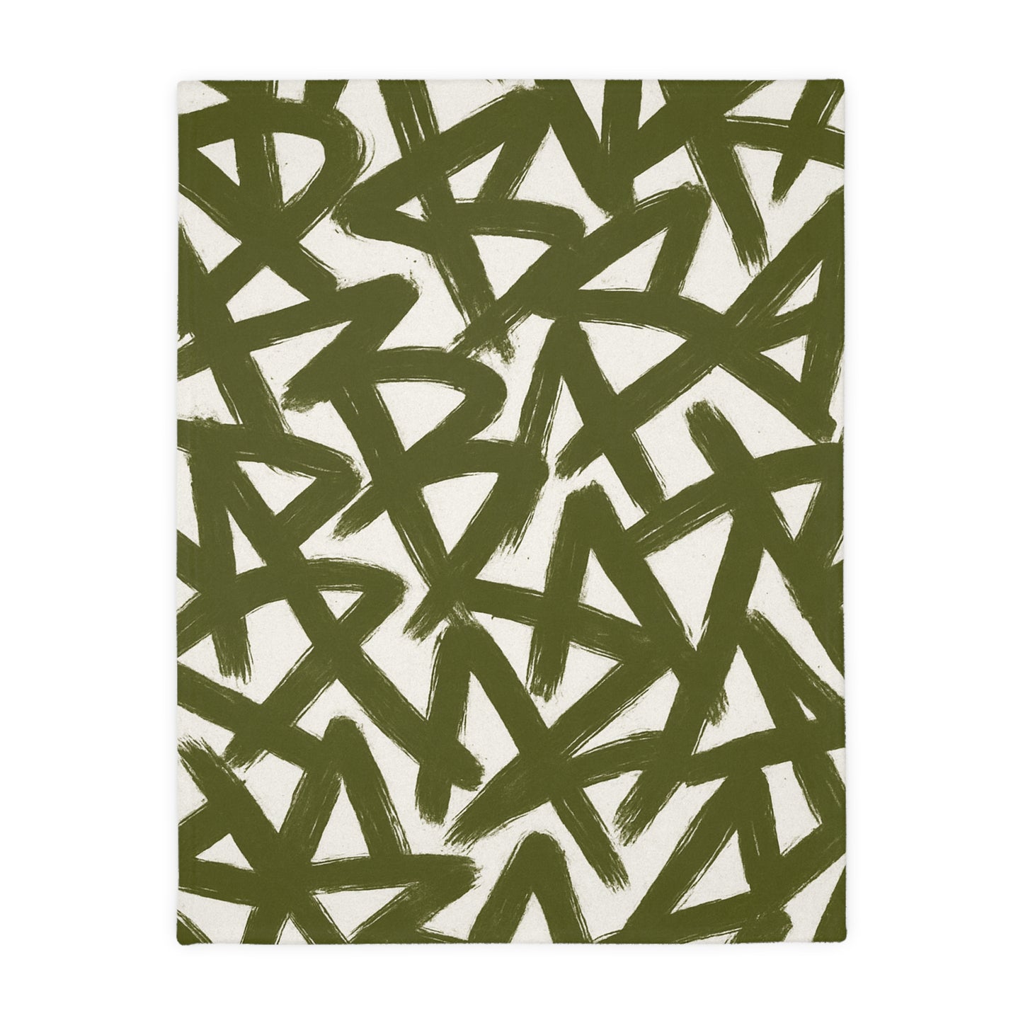 Olive Brushstroke Star Pattern Blanket | Abstract Graffiti Throw