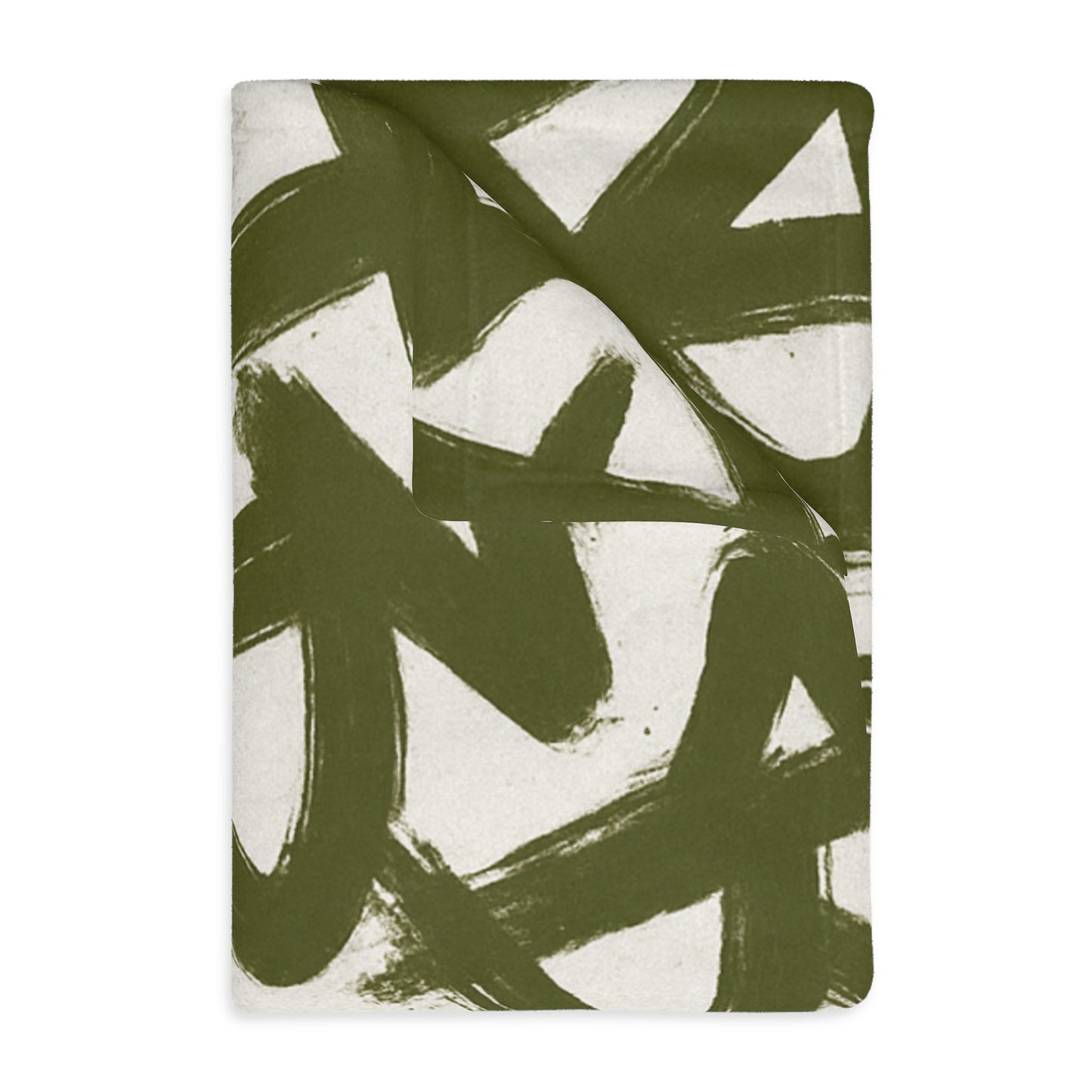 Olive Brushstroke Star Pattern Blanket | Abstract Graffiti Throw
