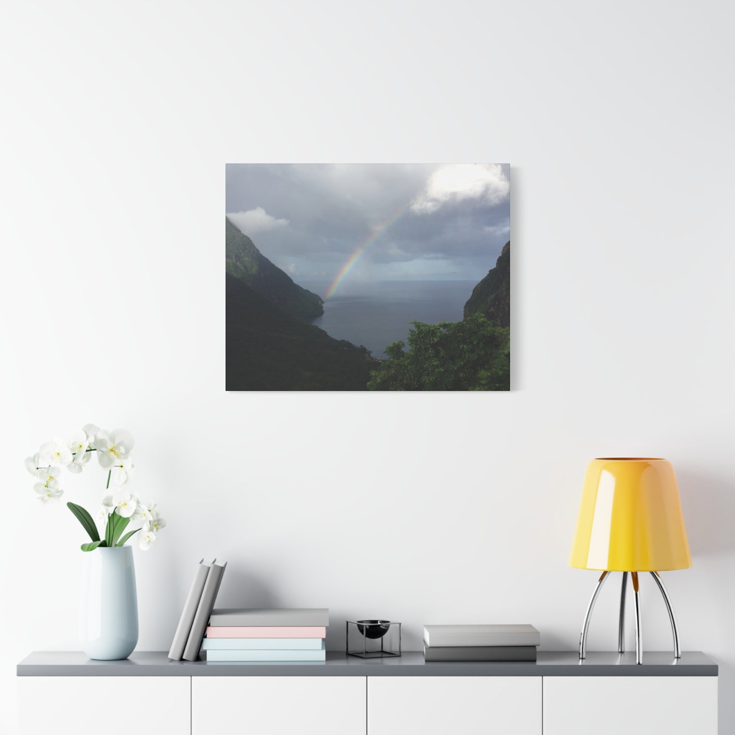 St. Lucia Pitons Rainbow Canvas Art | Caribbean Landscape Photography