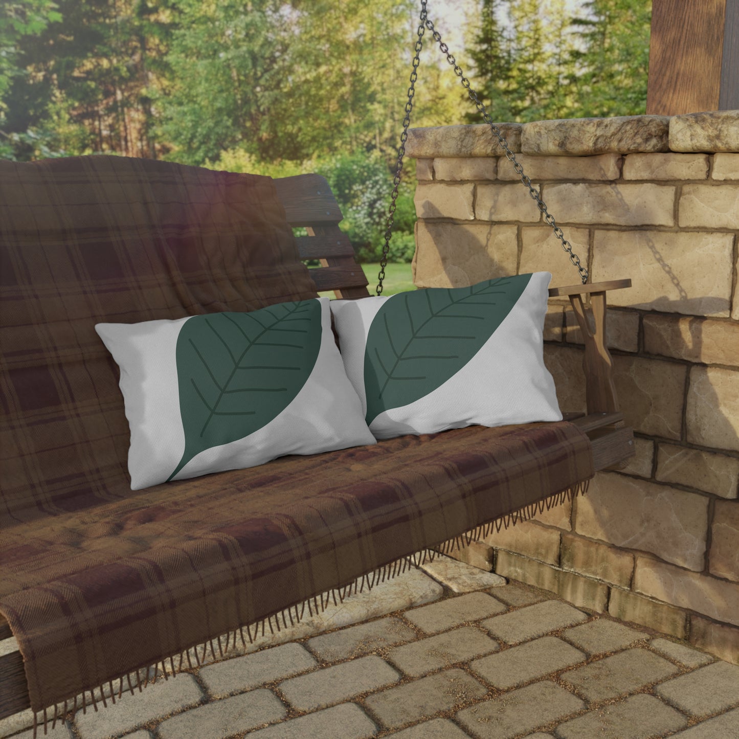 Leaf Botanical Outdoor Pillow – Tropical Green Patio Cushion