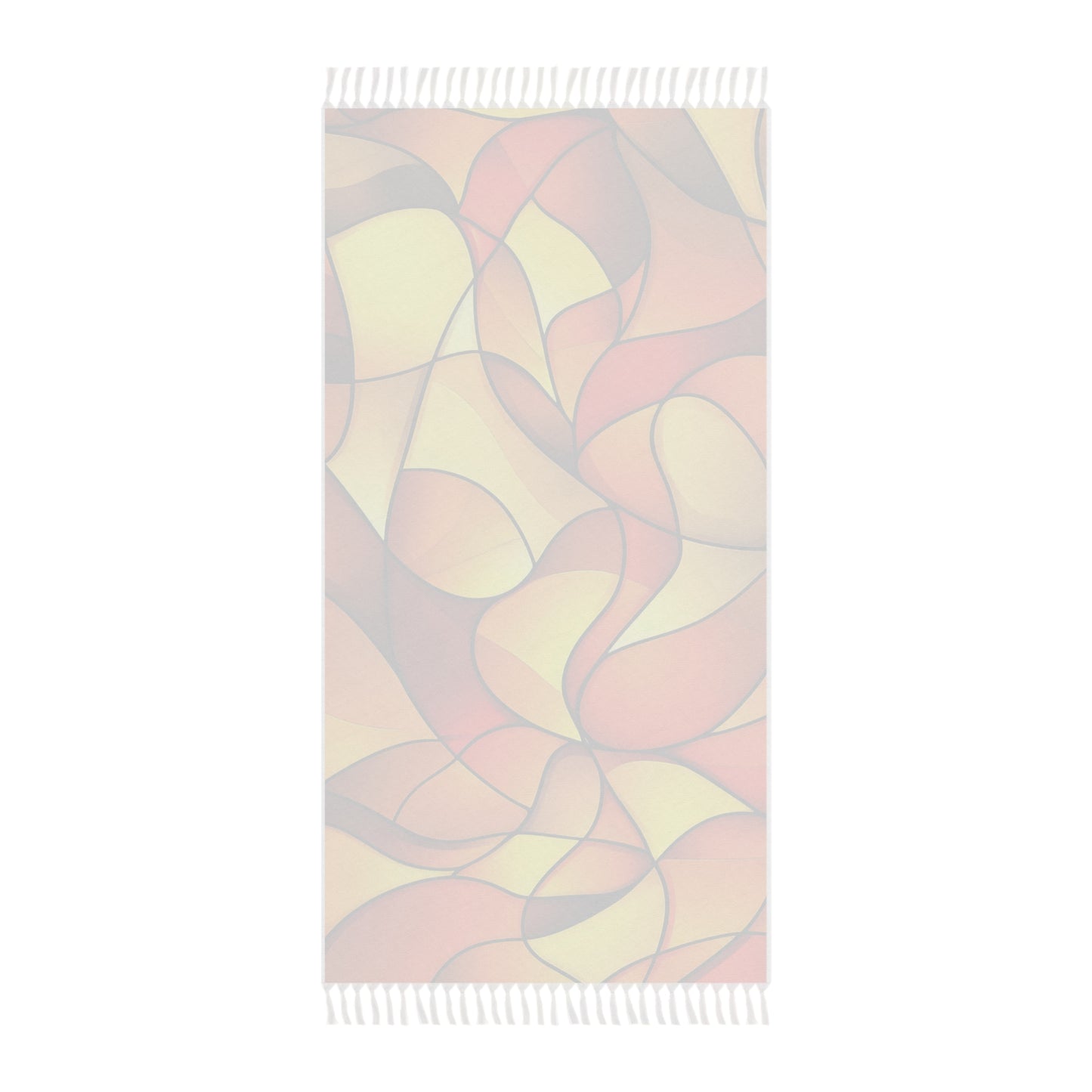 Abstract Boho Beach Throw Blanket | Stained Glass Style Fringe Towel | Artistic Coastal Decor