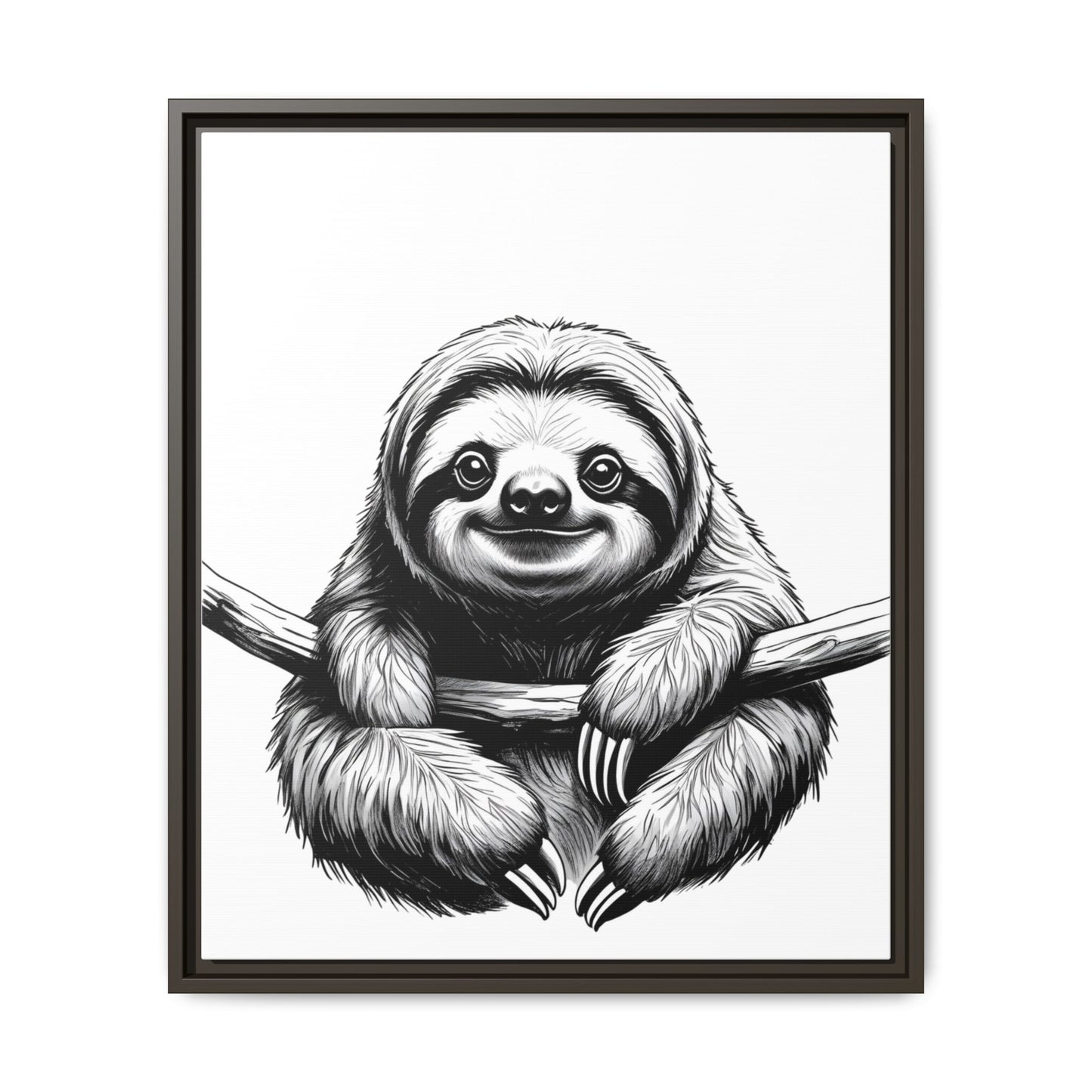 Adorable Sloth Hanging from Tree Branch Black & White Animal Wall Art, Cute Sloth Print, Jungle Theme Nursery Decor, Baby Shower Gift