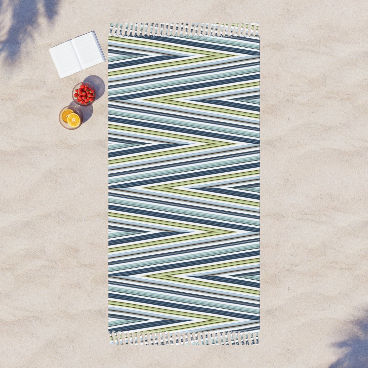 Boho Chevron Stripe Beach Towel | Fringe Turkish Towel