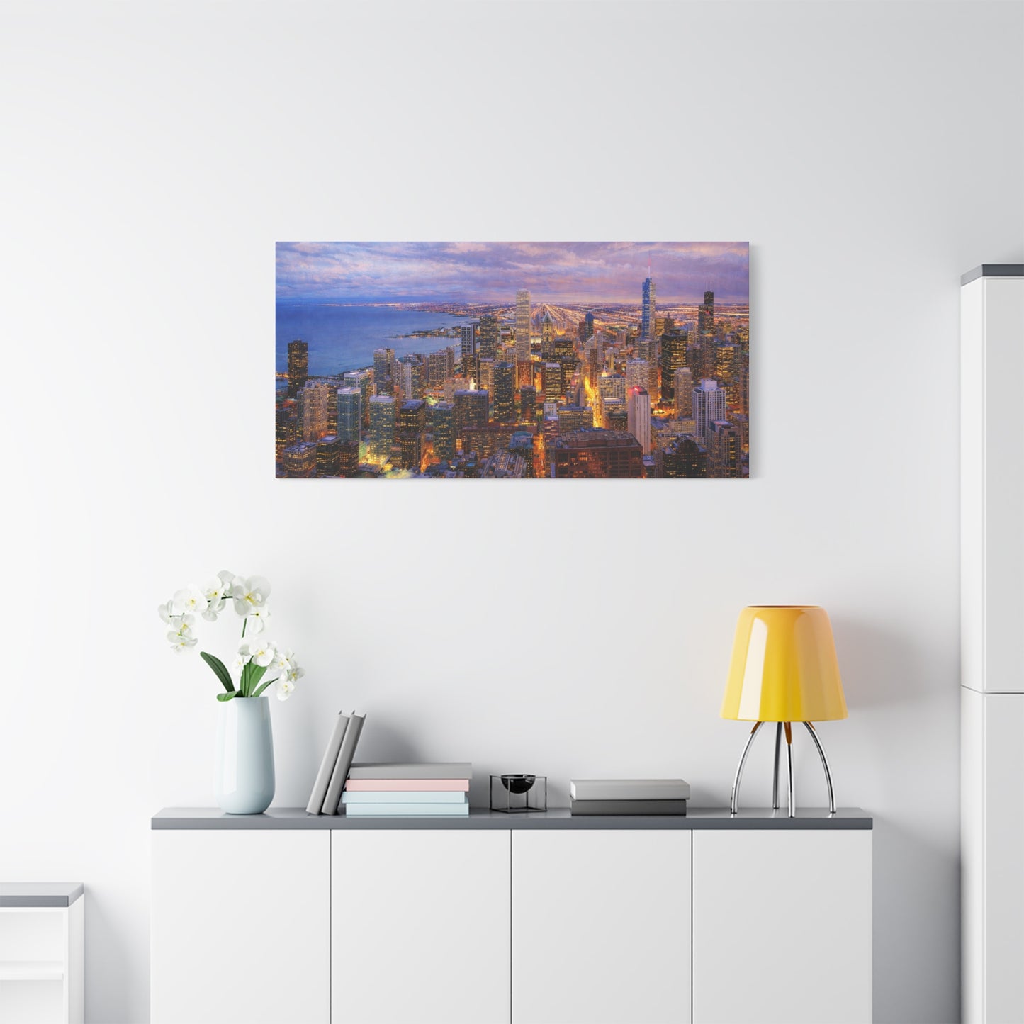 Chicago Skyline Canvas Wall Art – Sunset Cityscape Print, Downtown Chicago Decor, Urban Skyline Wall Decor