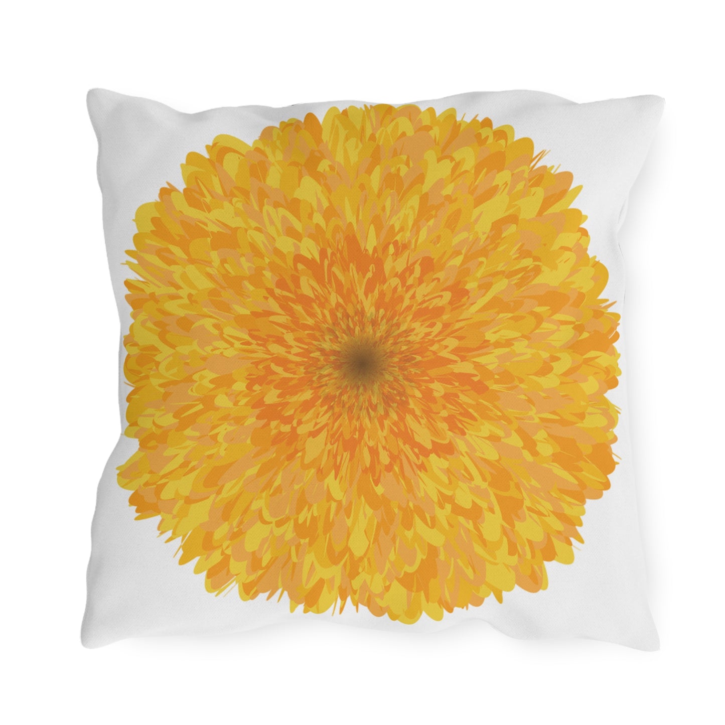 Orange Marigold Outdoor Throw Pillow | Vibrant Floral Patio Cushion