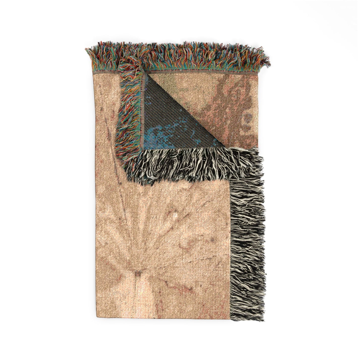 Eco Botanical Woven Throw Blanket | Neutral Leaf Tapestry Decor