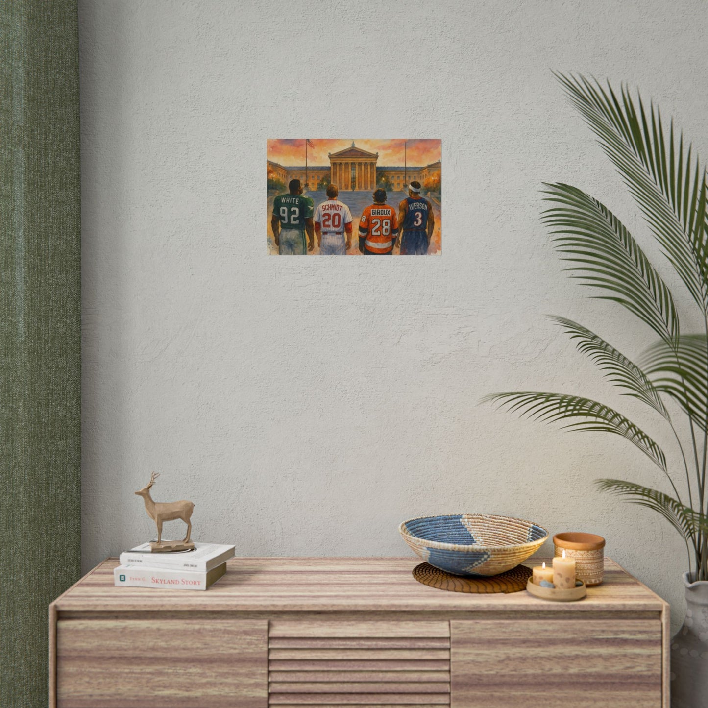 Philadelphia Sports Legends Poster, Sport Fan Art, Philadelphia Museum of Art Watercolor Print, Eagles Phillies Flyers 76ers Eagles Gift