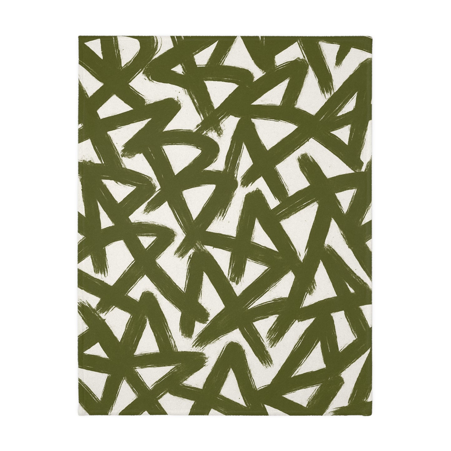 Olive Brushstroke Star Pattern Blanket | Abstract Graffiti Throw