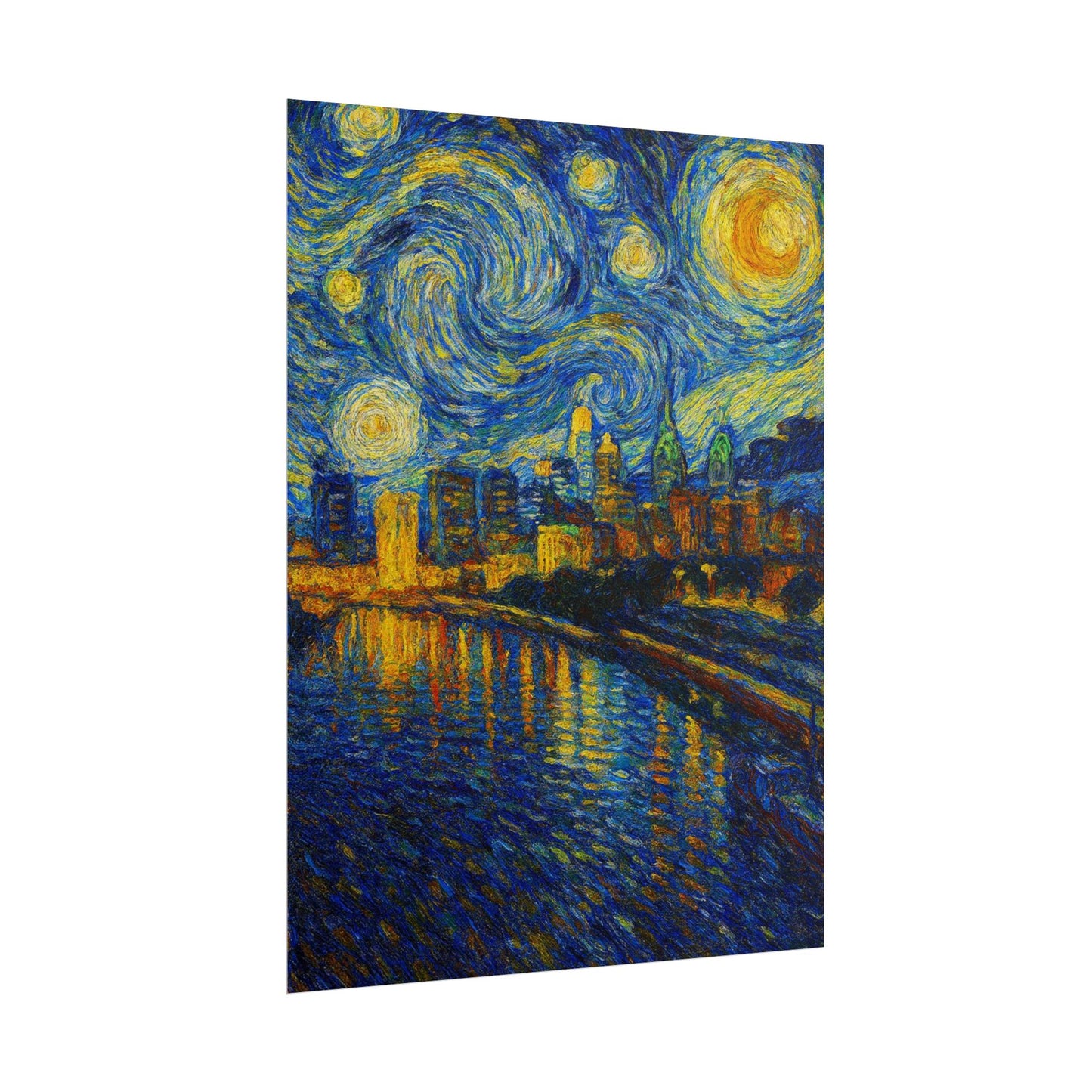 Philadelphia Starry Night City Skyline Rolled Poster | Van Gogh Style Print