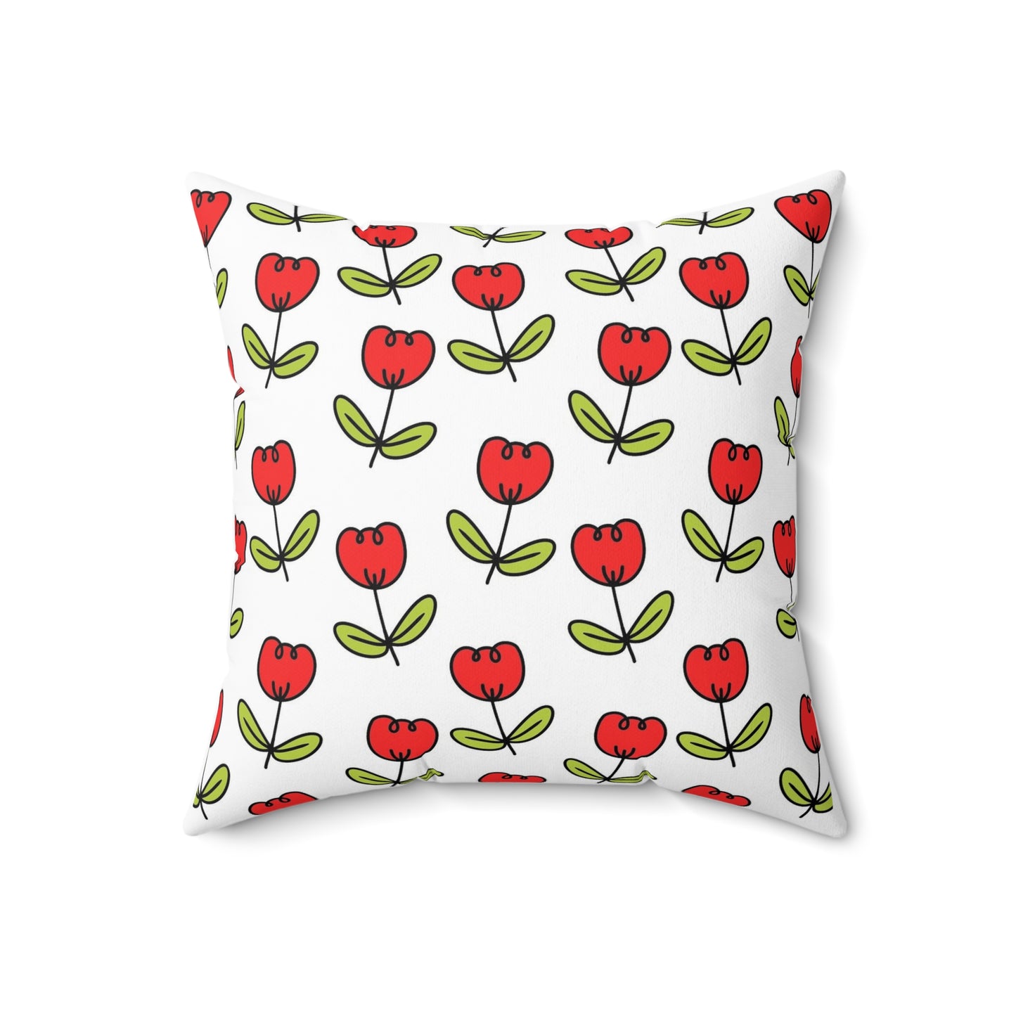 Spring Red Tulips Indoor Pillow | Floral Decorative Cushion