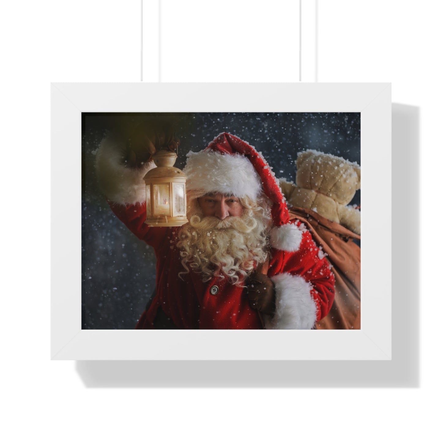 Christmas Wall Art Vintage Santa Claus with Lantern and Toy Bag | Vintage Mantle Art