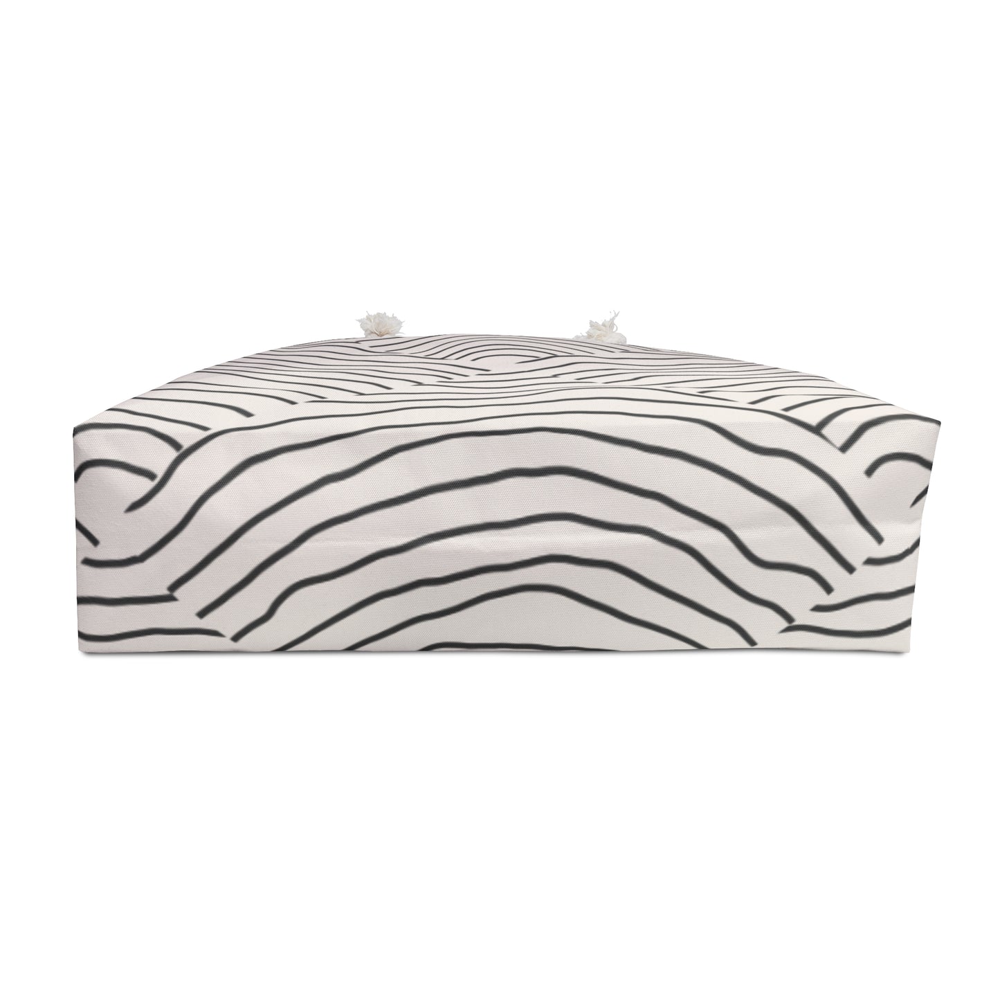 Zebra-patterned ottoman on a white background