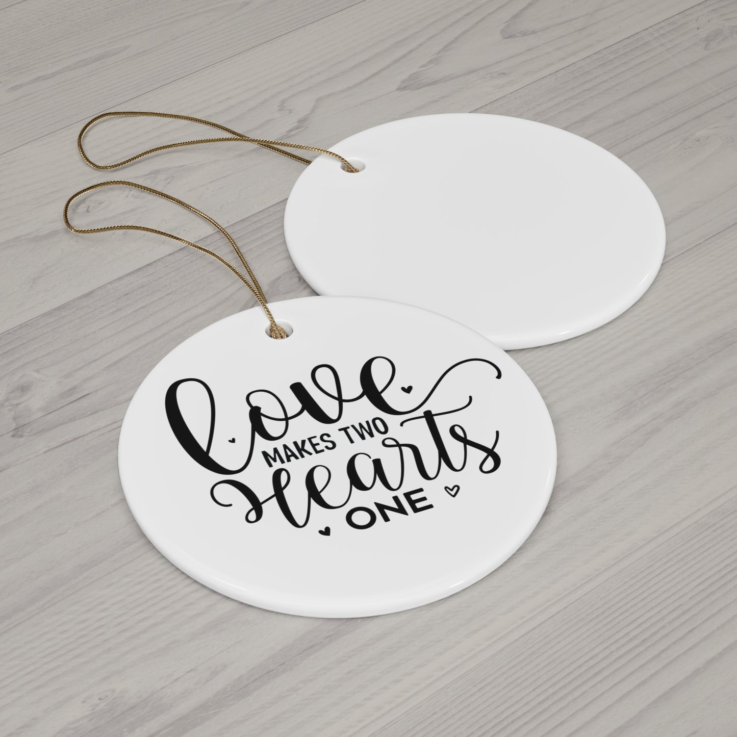 Christmas Ornament Holiday Love Makes Two Hearts One Tree Decoration Love Ornament