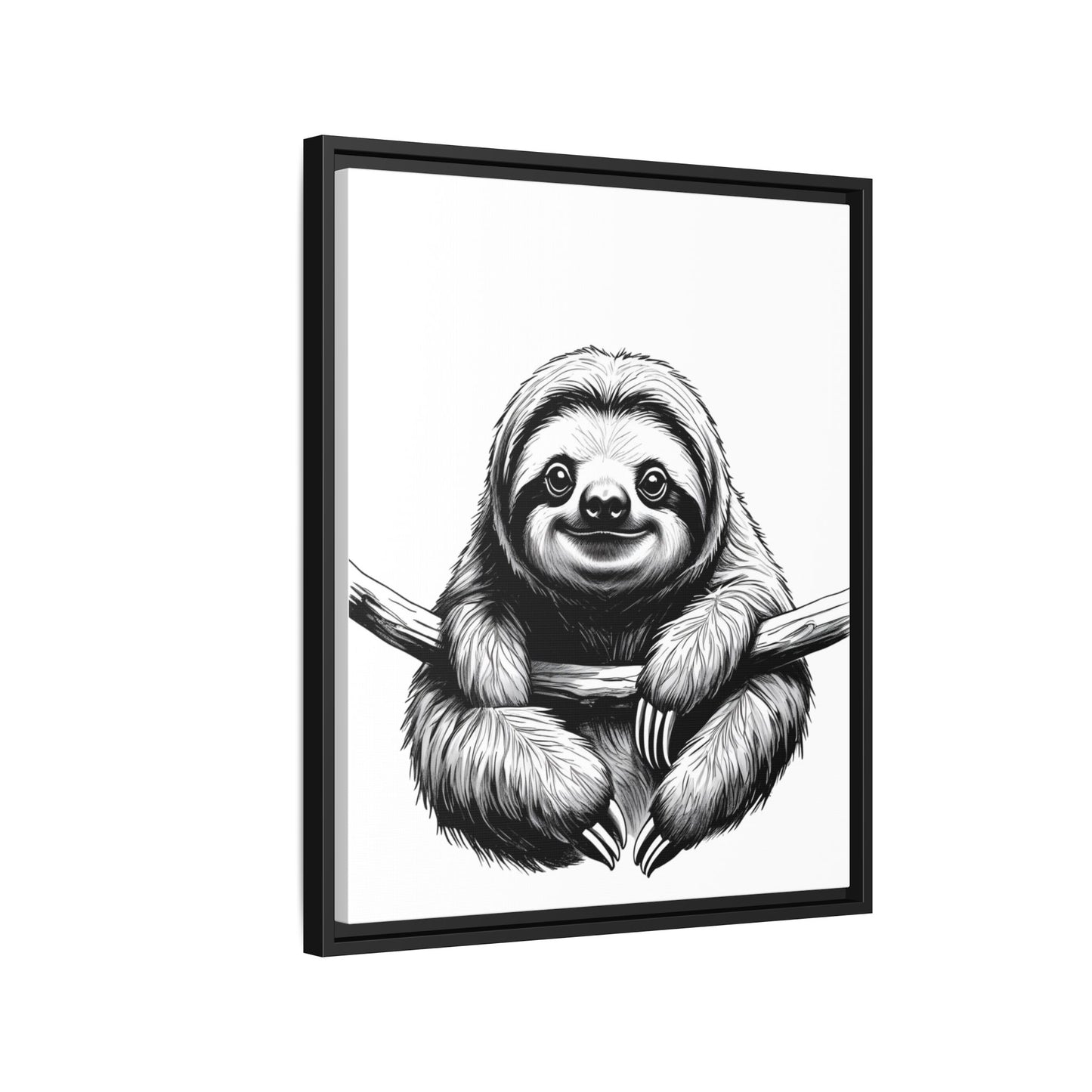 Adorable Sloth Hanging from Tree Branch Black & White Animal Wall Art, Cute Sloth Print, Jungle Theme Nursery Decor, Baby Shower Gift