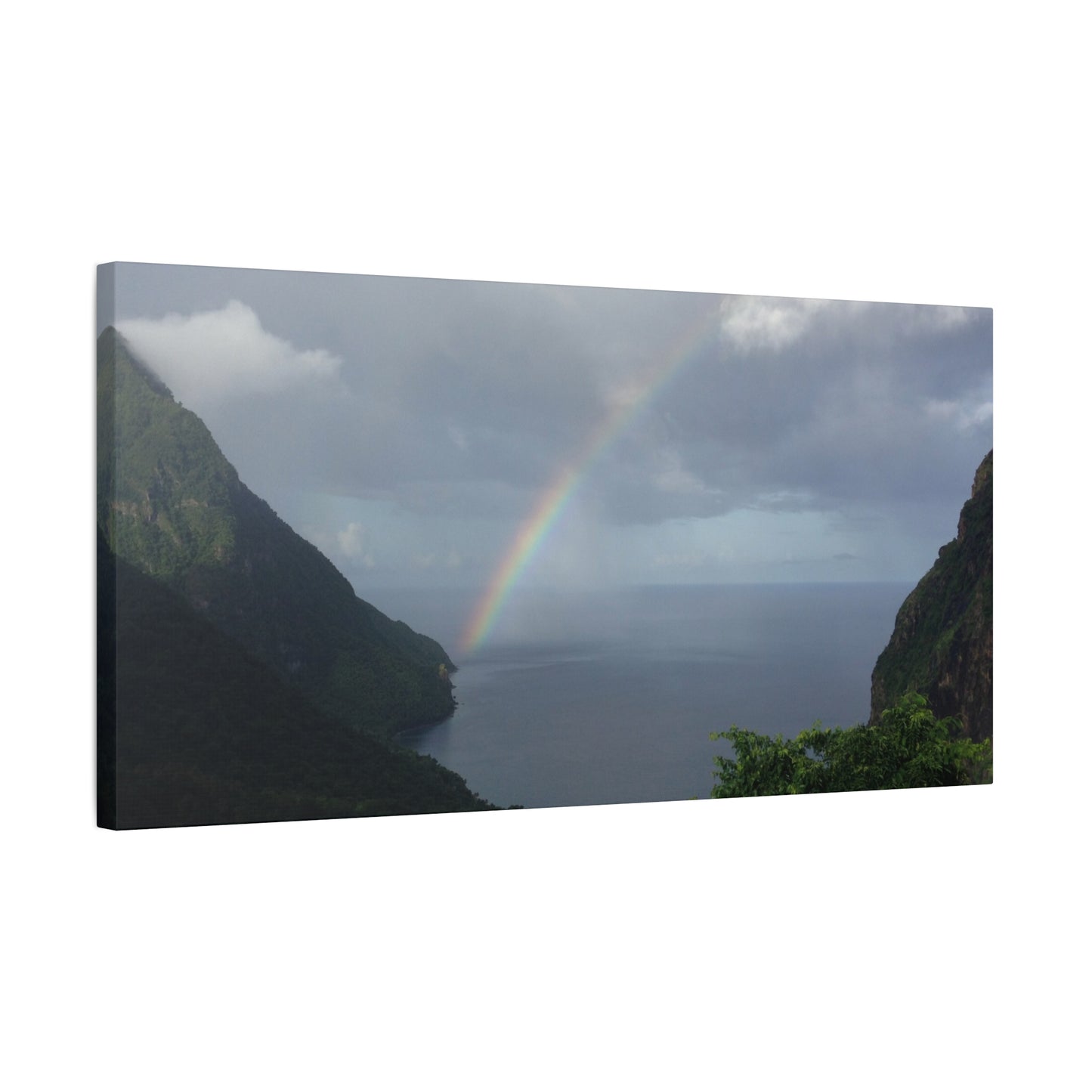 St. Lucia Pitons Rainbow Canvas Art | Caribbean Landscape Photography