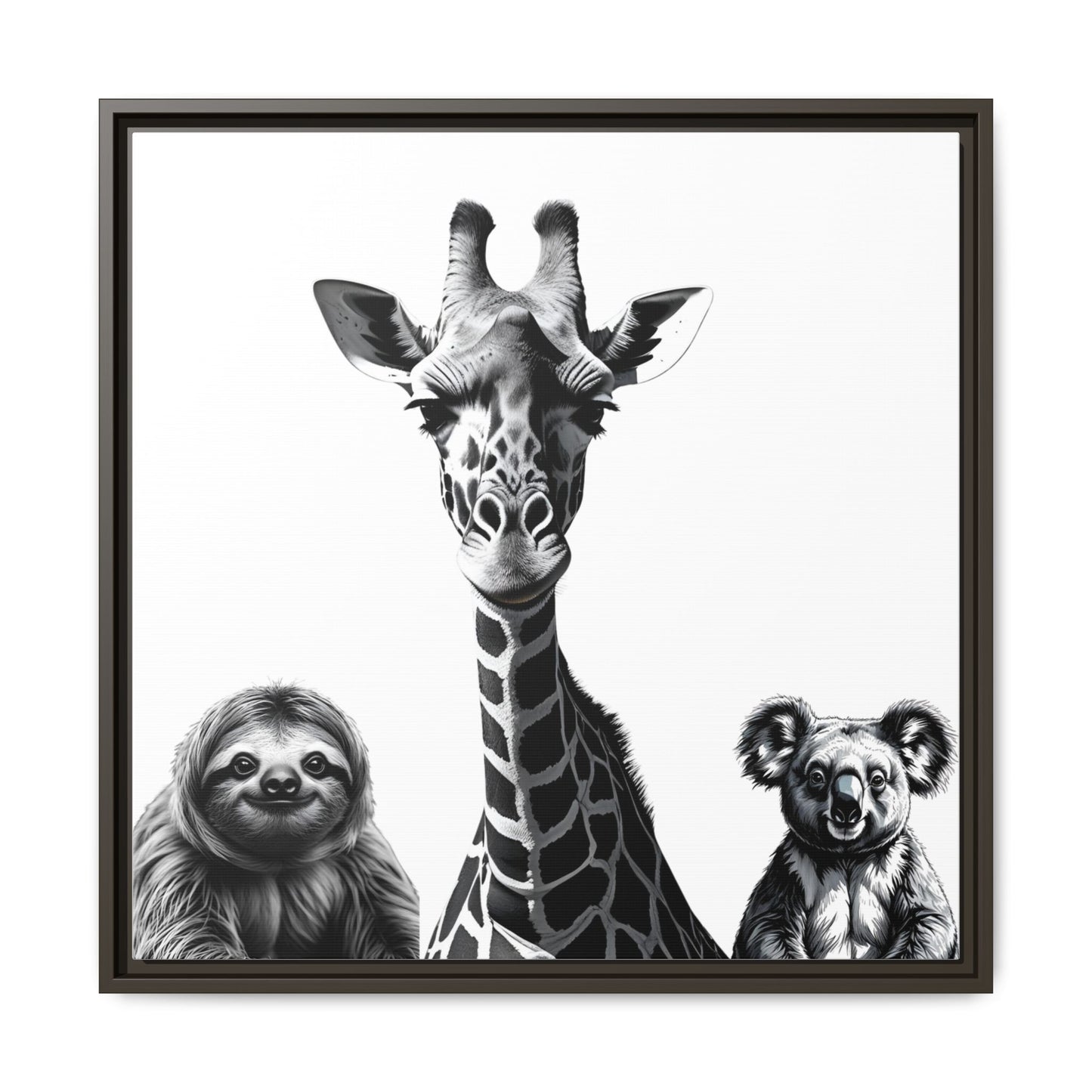 playful animal giraffe, sloth, koala print