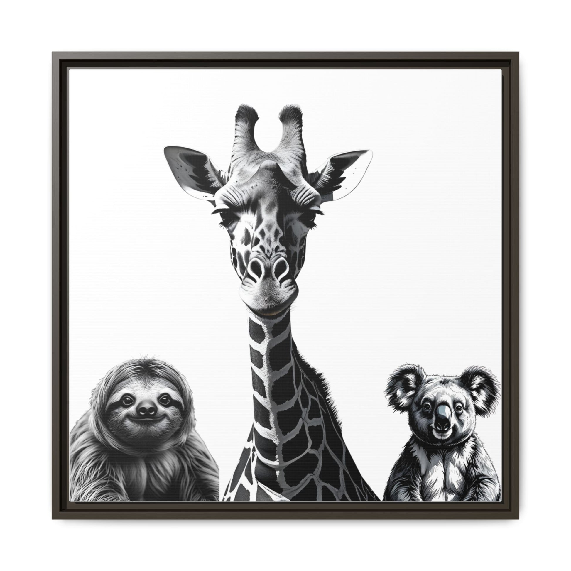 playful animal giraffe, sloth, koala print