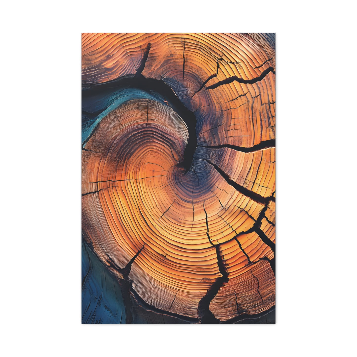 Colorful Wood Ring Canvas Wall Art, Abstract Tree Slice Print, Modern Rustic Decor, Vibrant Tree Rings Art on Canvas, Earthy Boho Wall Print