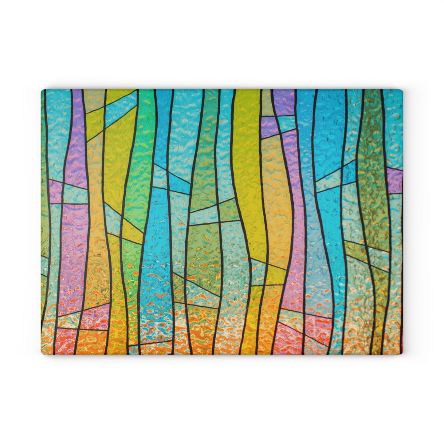 Stained Glass Stripe Glass Cutting Board | Colorful Kitchen Decor
