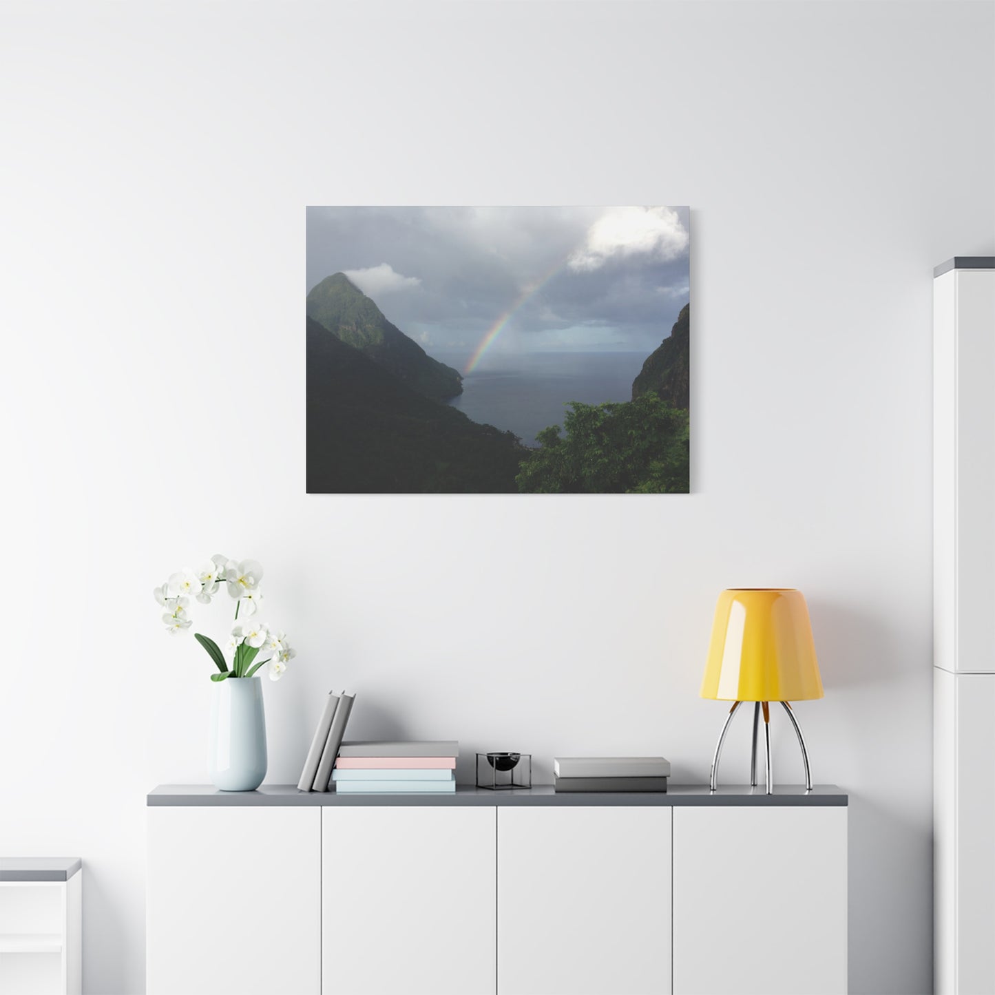 St. Lucia Pitons Rainbow Canvas Art | Caribbean Landscape Photography