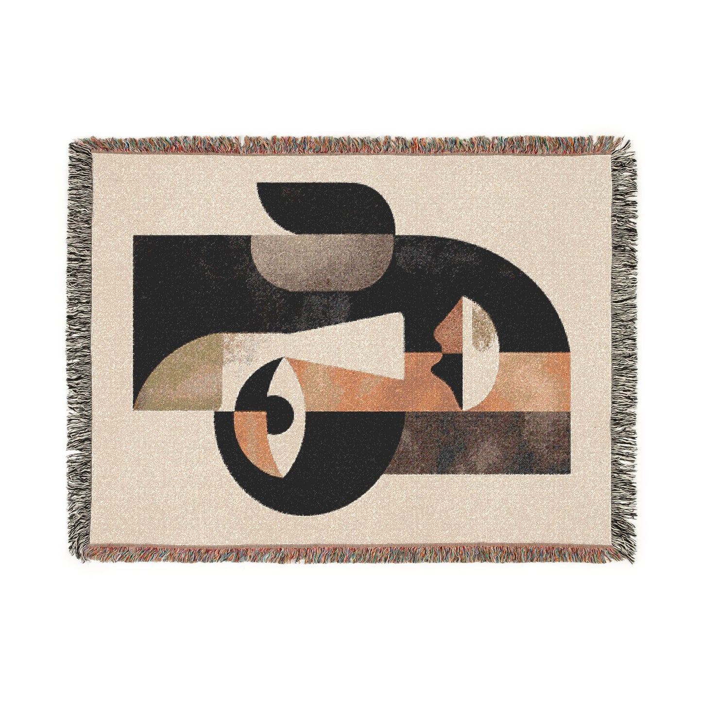 Abstract Modern Woven Blanket | Mid-Century Geometric Boho Decor