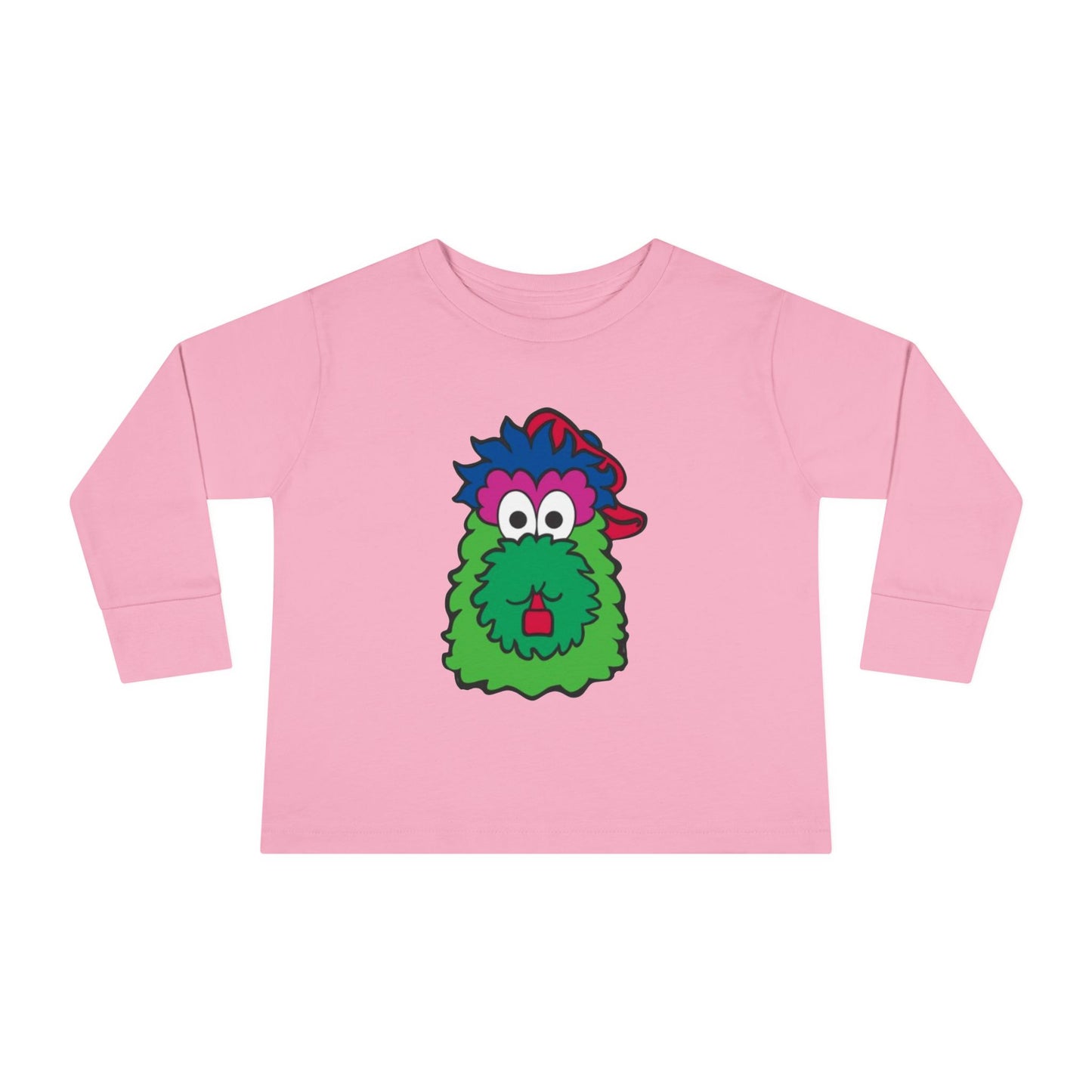 Cute Cartoon Mascot Kids Shirt – Fun Green Character Long Sleeve Tee