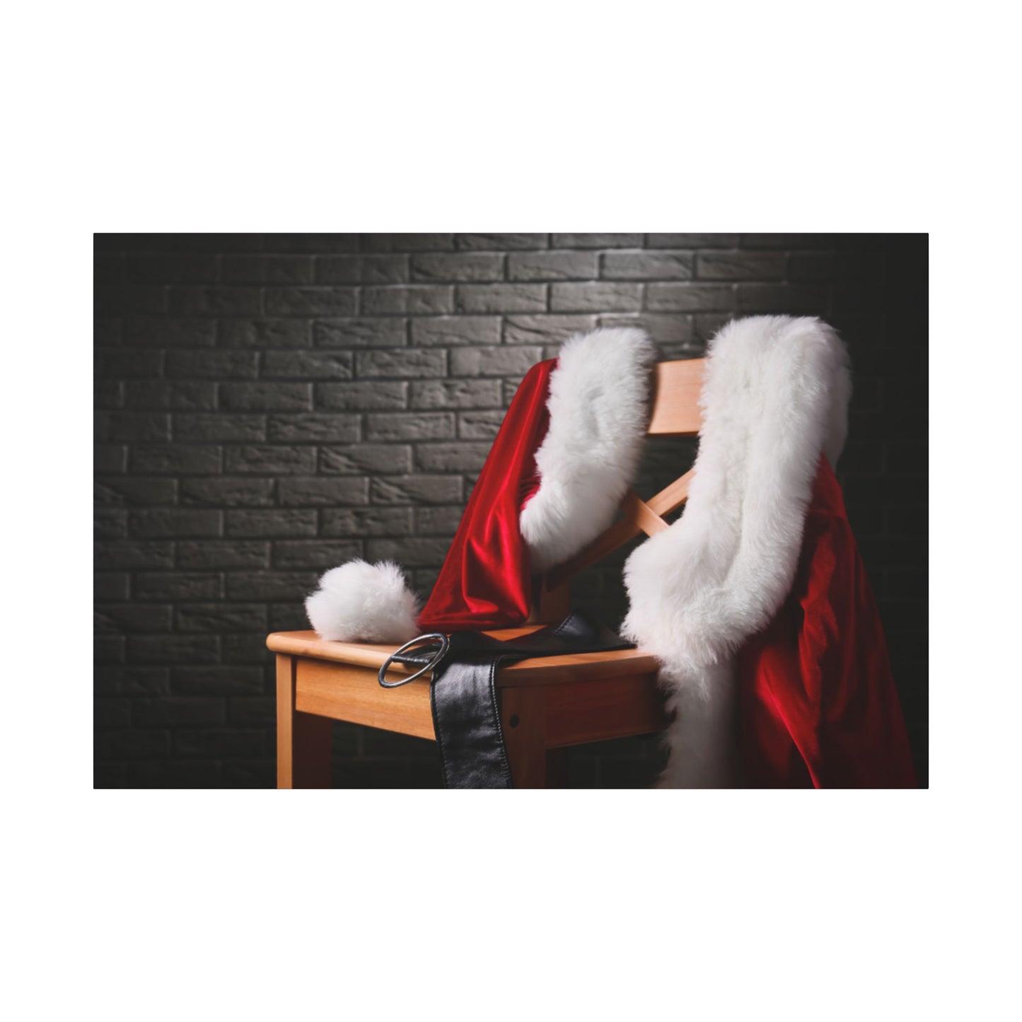 Canvas Wall Art, Santa Claus Belt Jacket Hat Festive Holiday Decor, Christmas Print