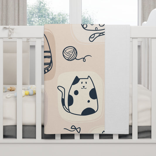 Cat Baby Fleece Blanket | Soft Nursery Decor | Gender Neutral Baby Shower Gift | Toddler Blankie